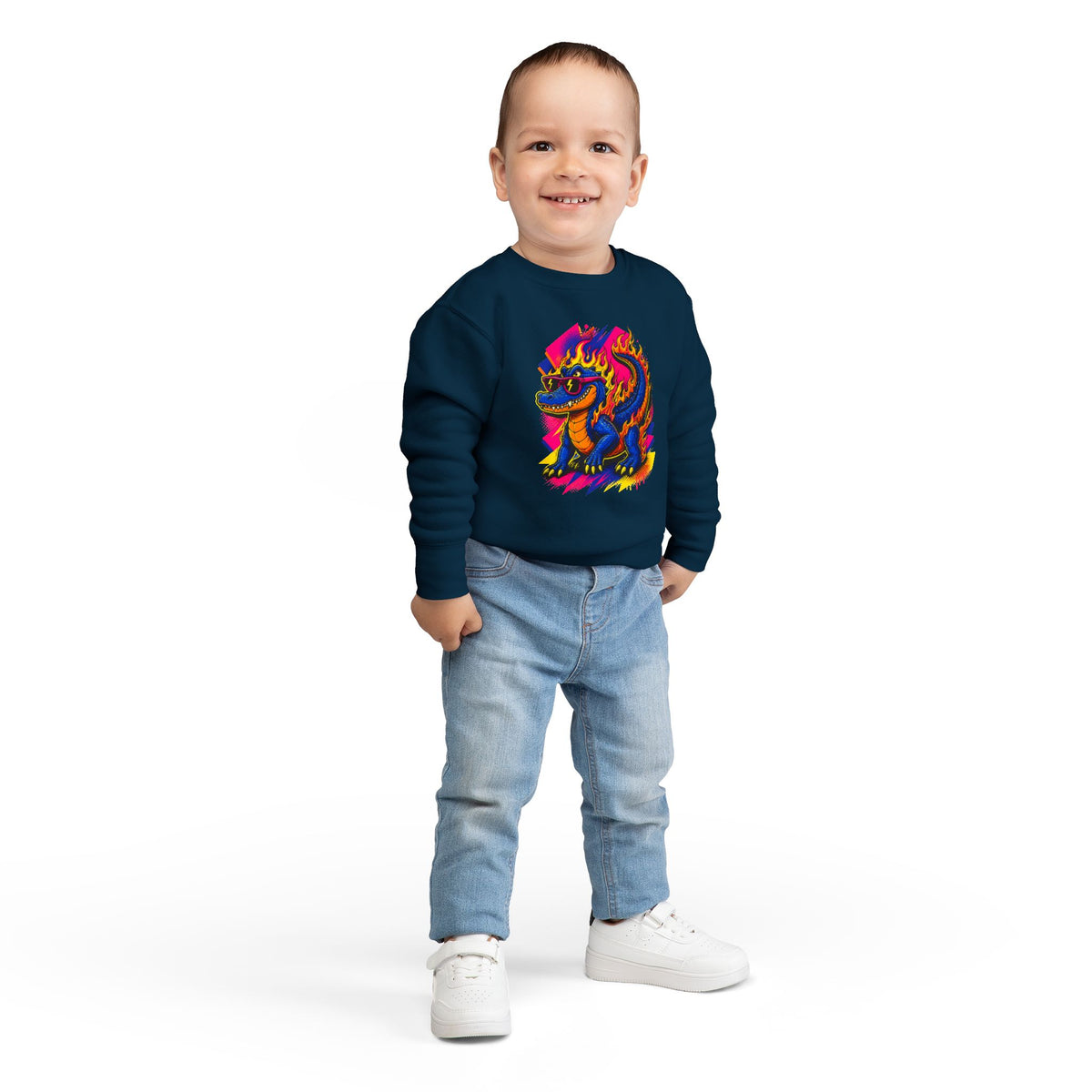 Bold Neon Alligator Sweatshirt for Tots
