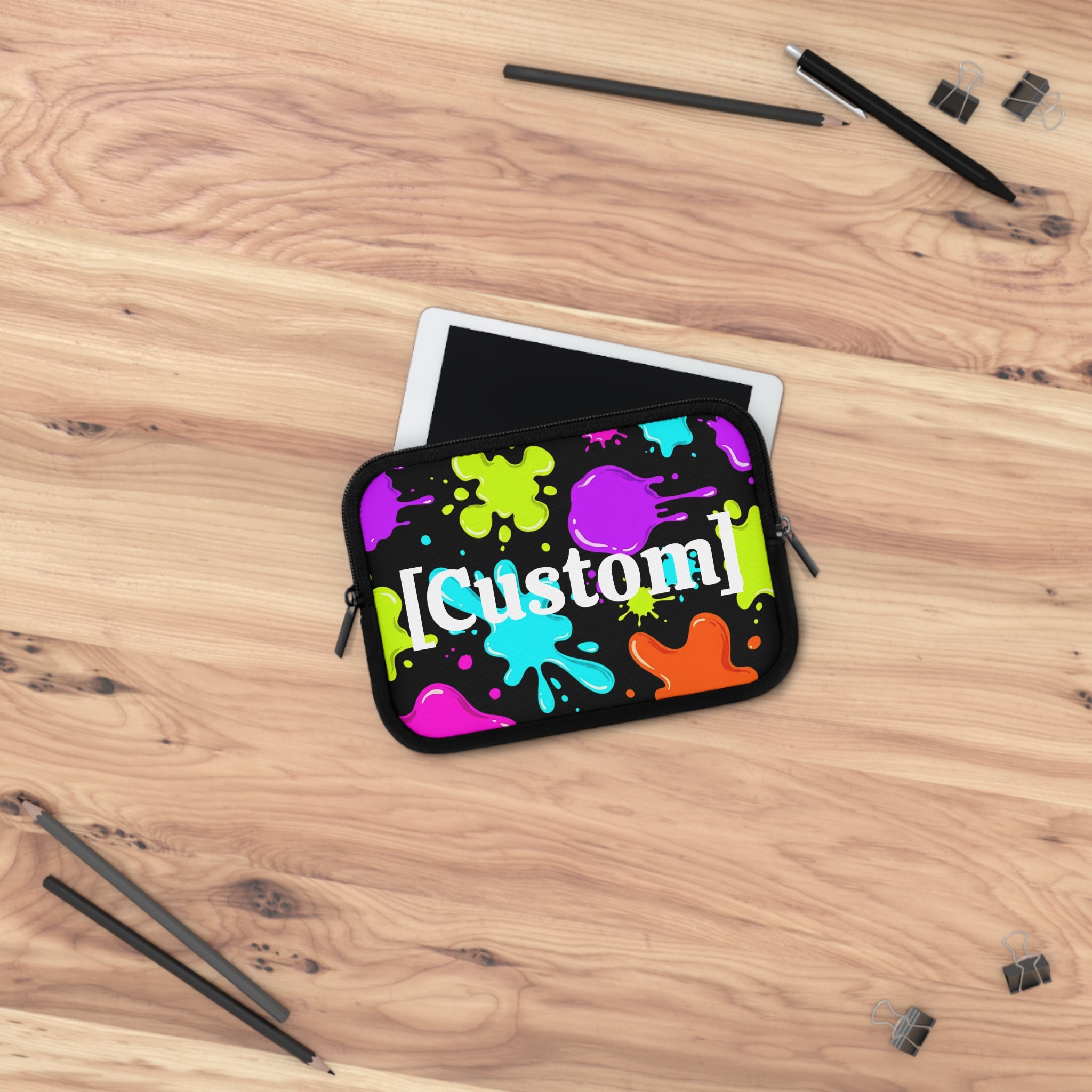 Laptop Sleeve | Personalized Neon Paint Splat Protective Case