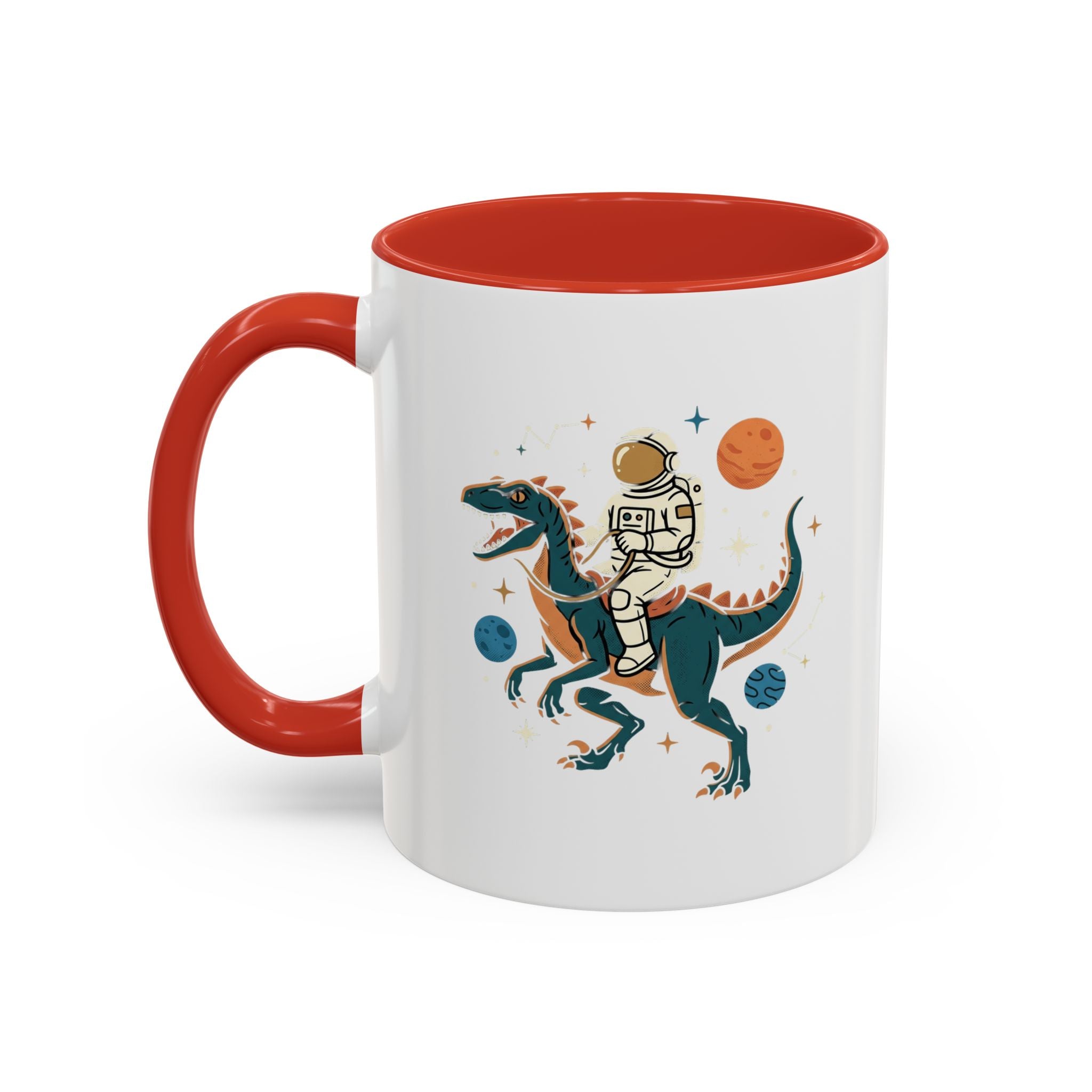 Coffee Mug | Astronaut Riding Velociraptor Accent Mug