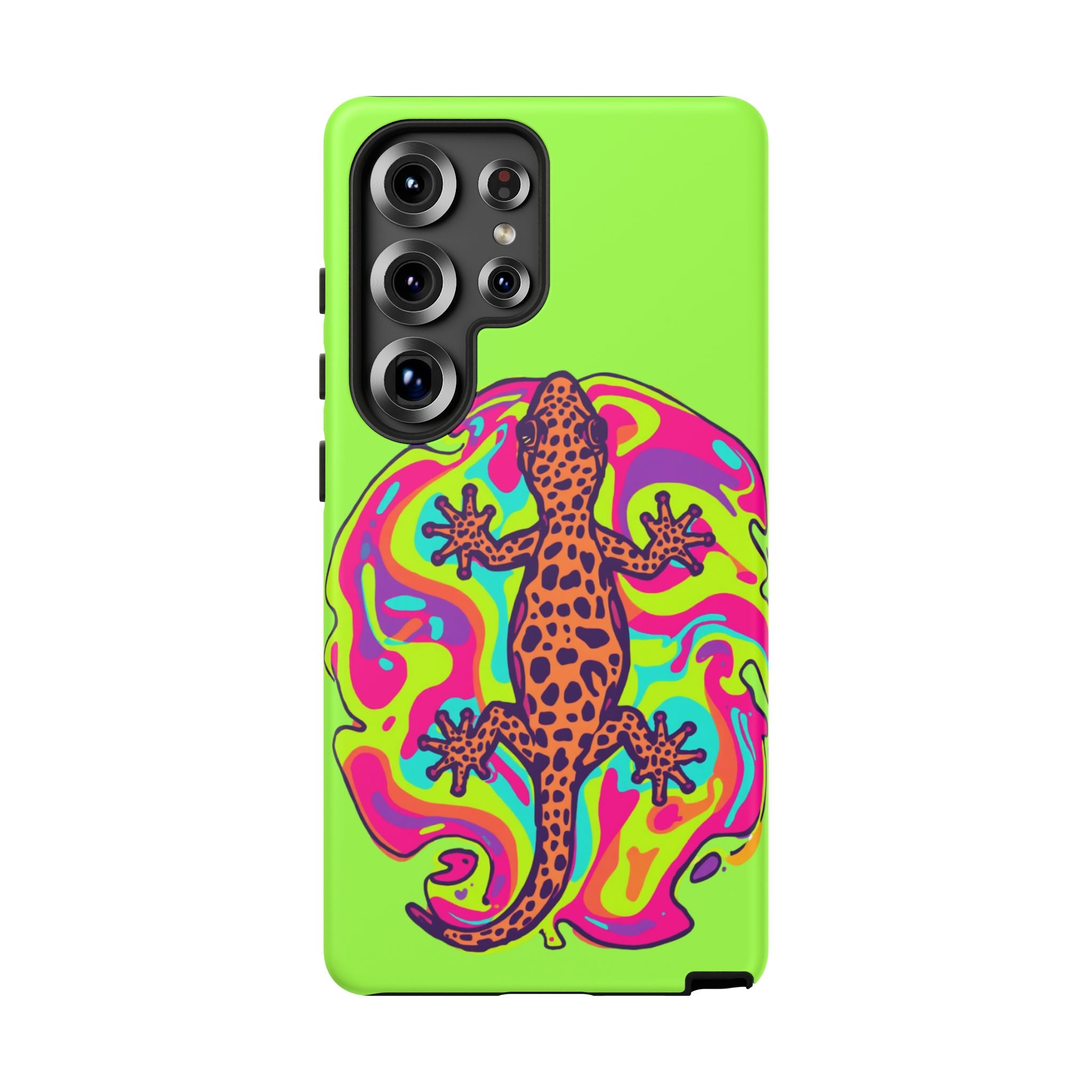 Phone Cases | Neon Leopard Gecko Swirl Phone Case