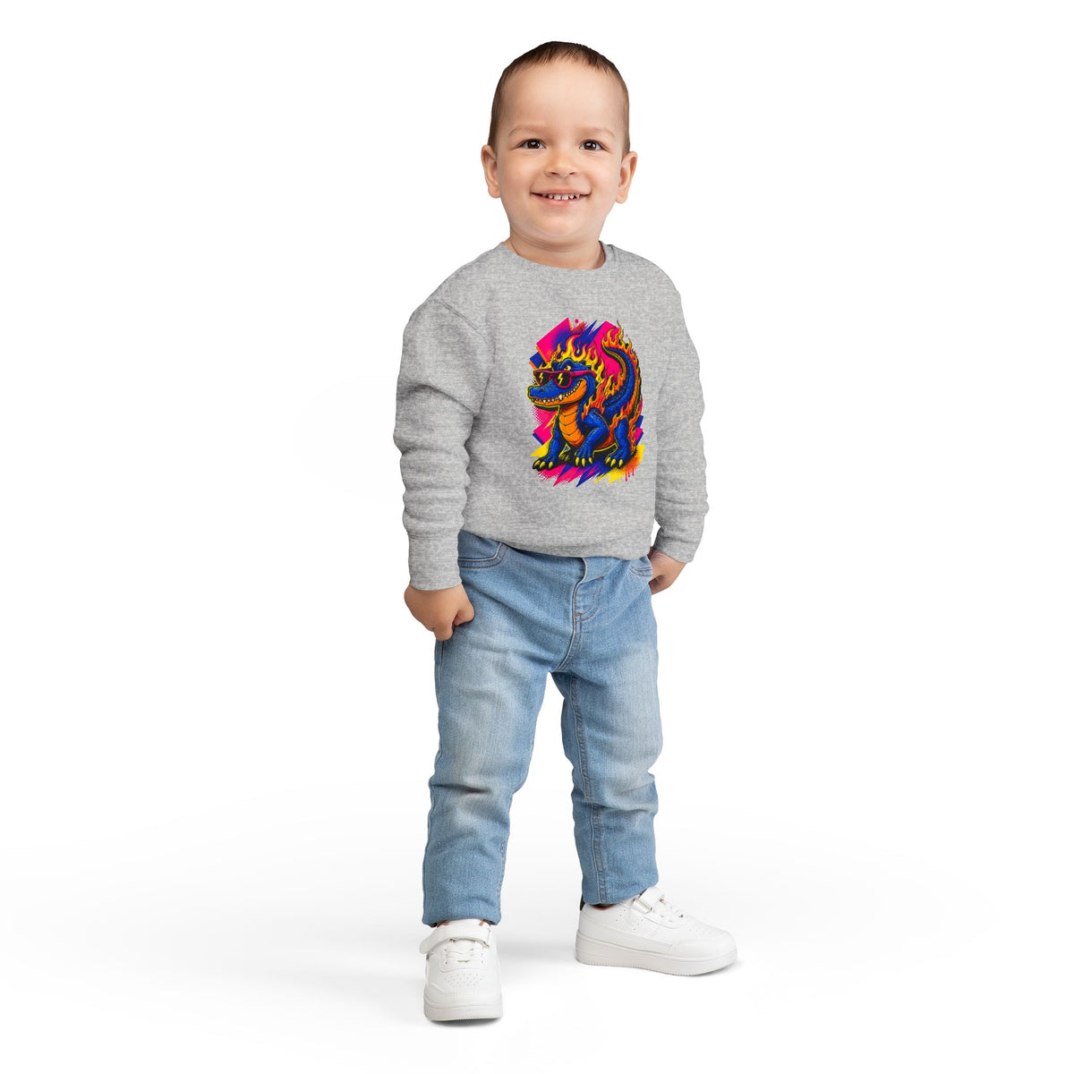 Bold Neon Alligator Sweatshirt for Tots