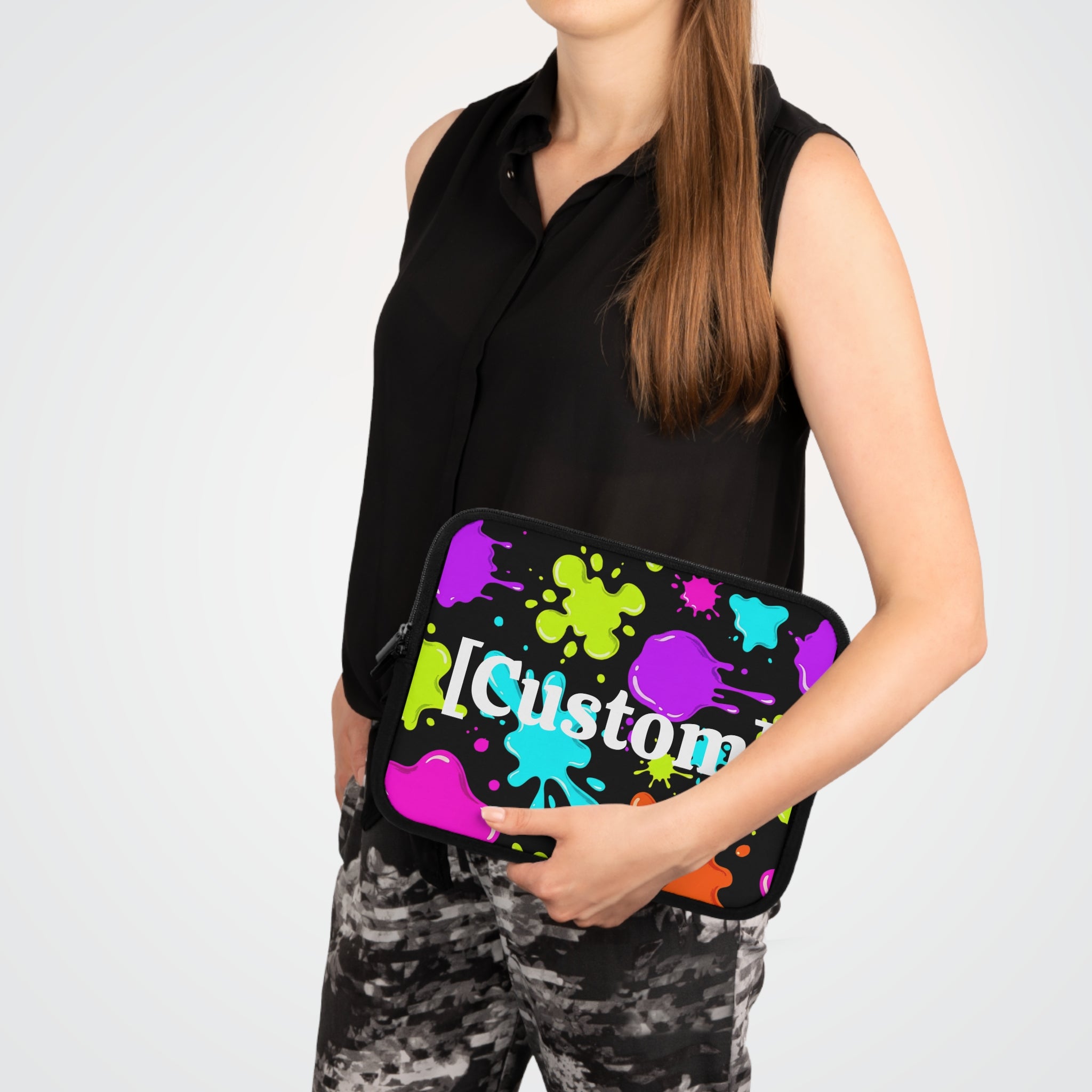 Laptop Sleeve | Personalized Neon Paint Splat Protective Case