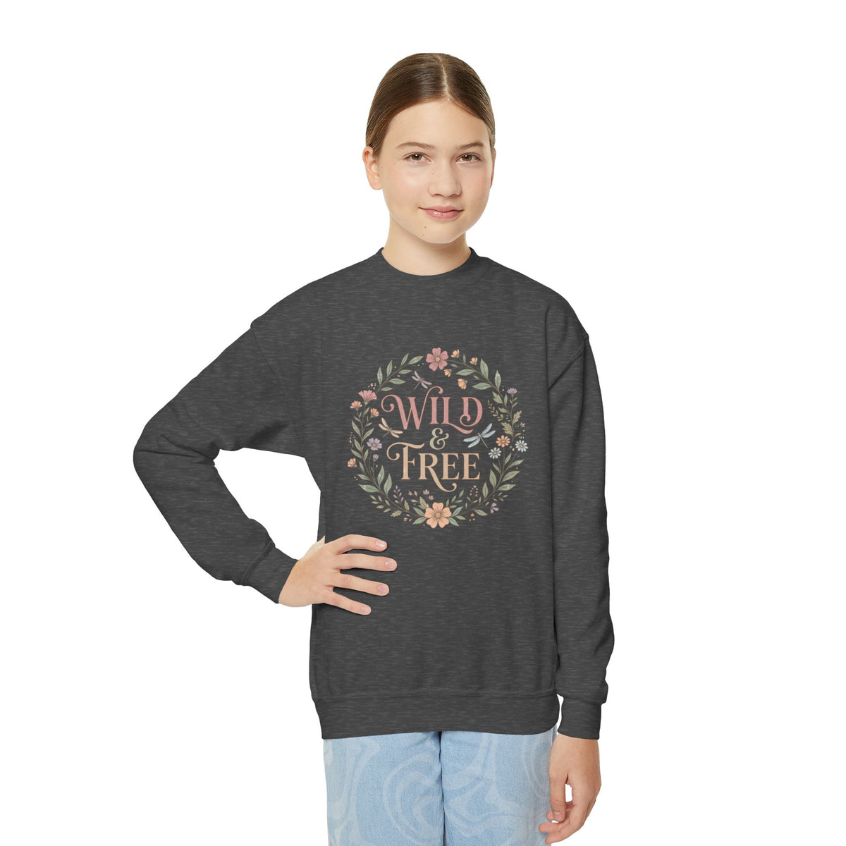 "Wild & Free" Floral Crewneck Sweatshirt