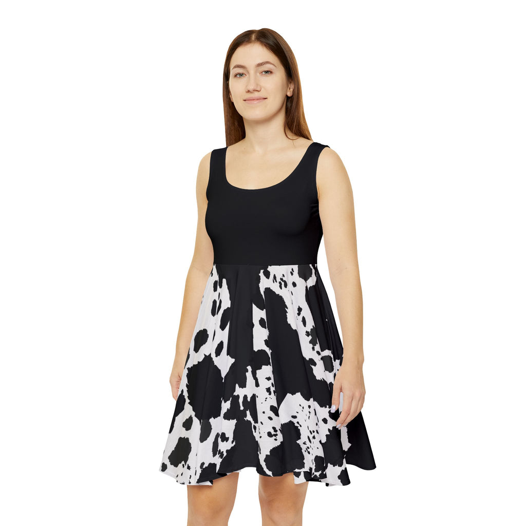 Women's Skater Dress | Retro Cowhide Print Sundress