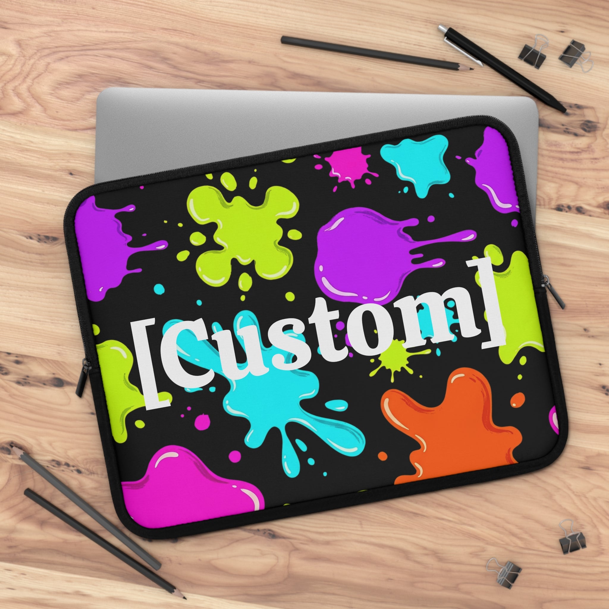 Laptop Sleeve | Personalized Neon Paint Splat Protective Case