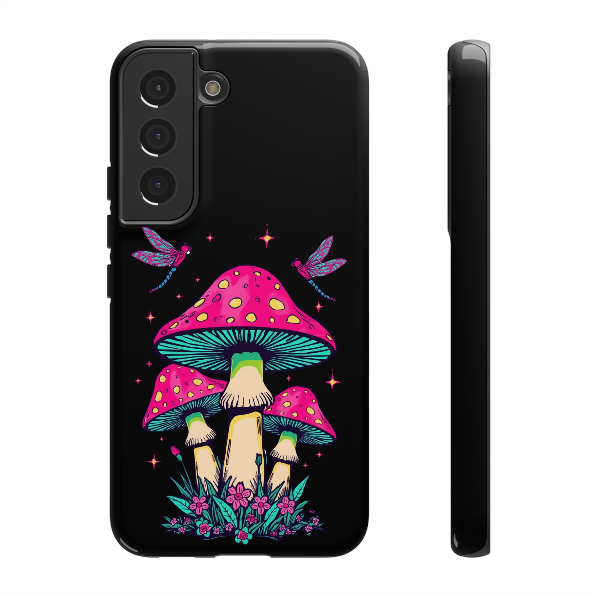 Phone Cases | Colorful Mushroom and Dragonfly Print Tough Case