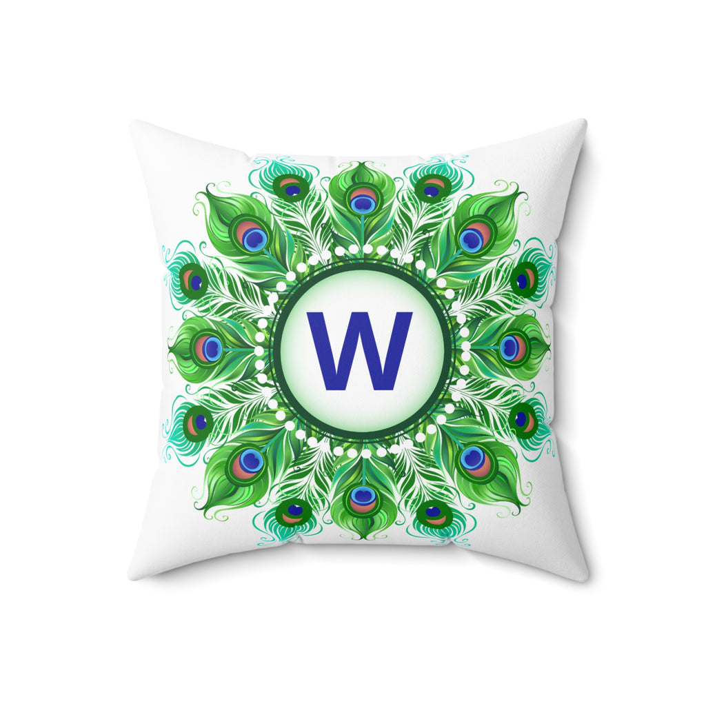 Throw Pillow | Peacock Feather Monogram Pillow