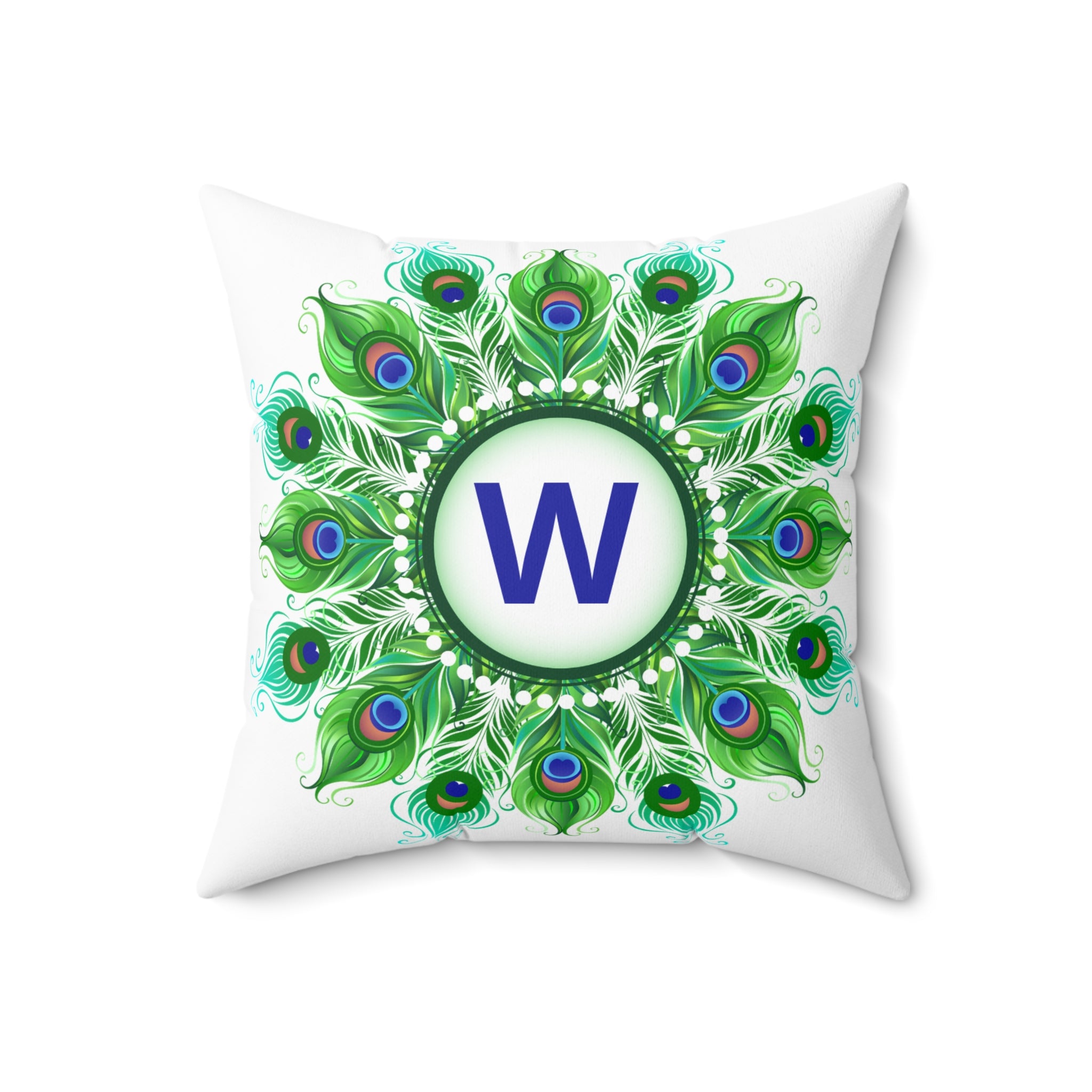 Throw Pillow | Peacock Feather Monogram Pillow