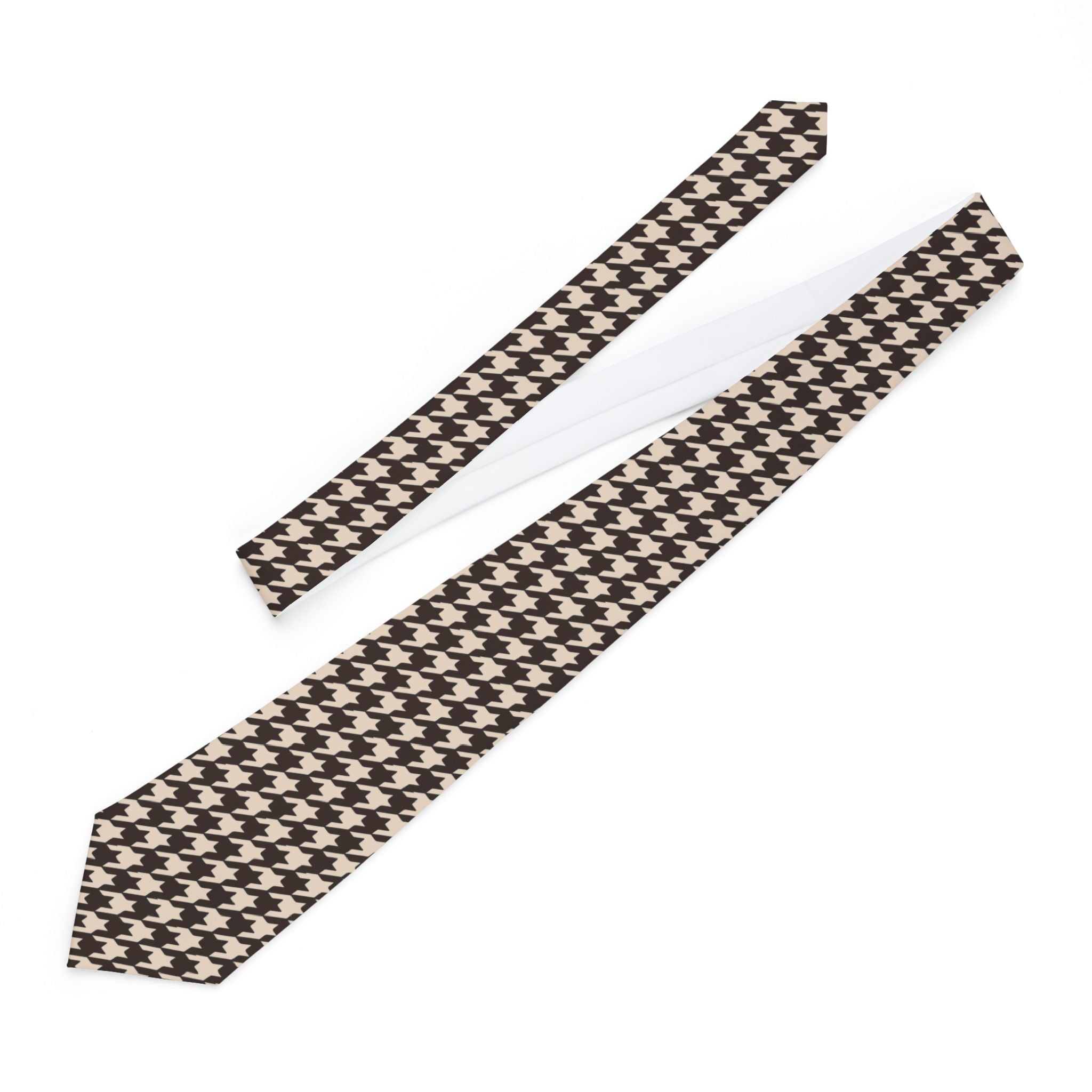 Necktie | Classic Black & Cream Houndstooth Patterned Tie for Formal Wear
