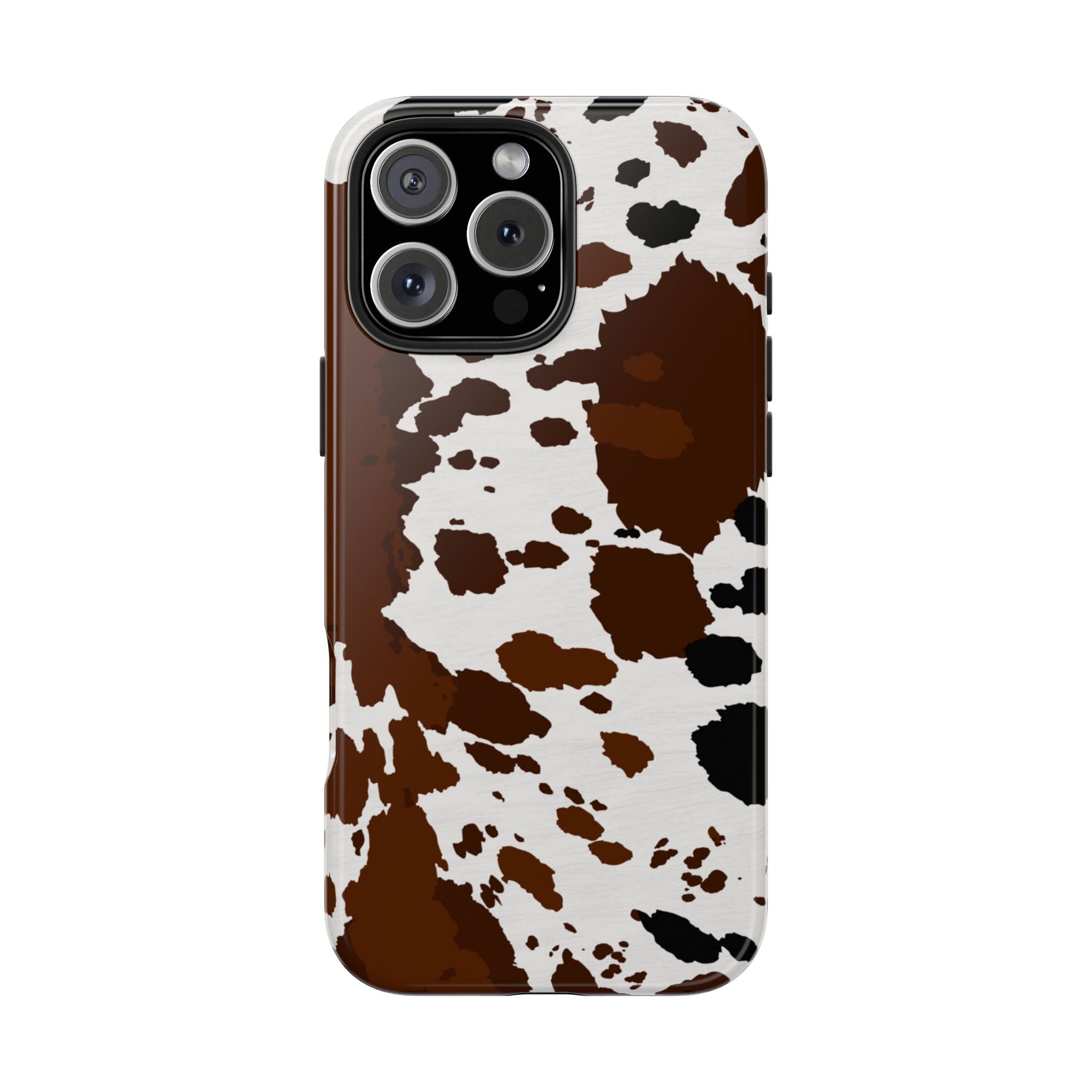 Phone Case | Brown & White Cowhide Pattern Tough Protective Cover
