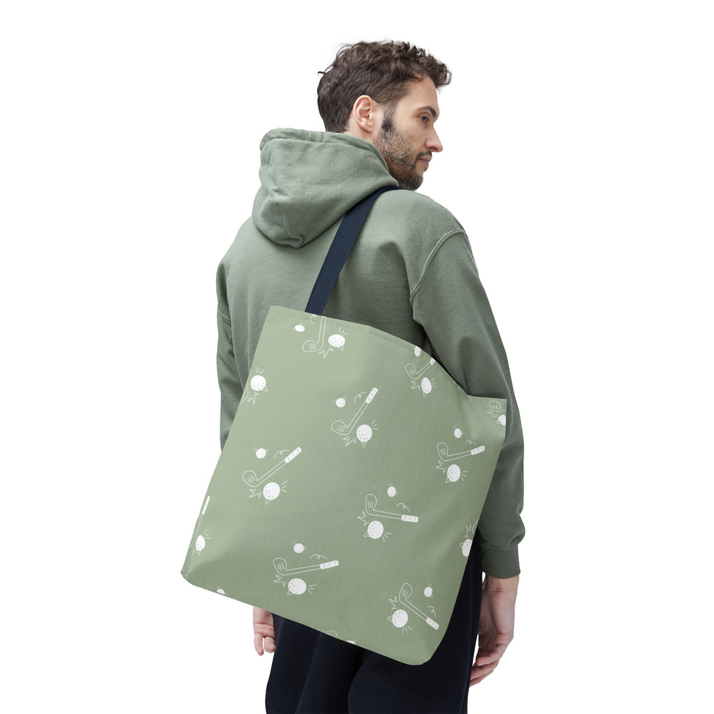 Tote Bag | Sage Green and Golf Pattern Shoulder Bag
