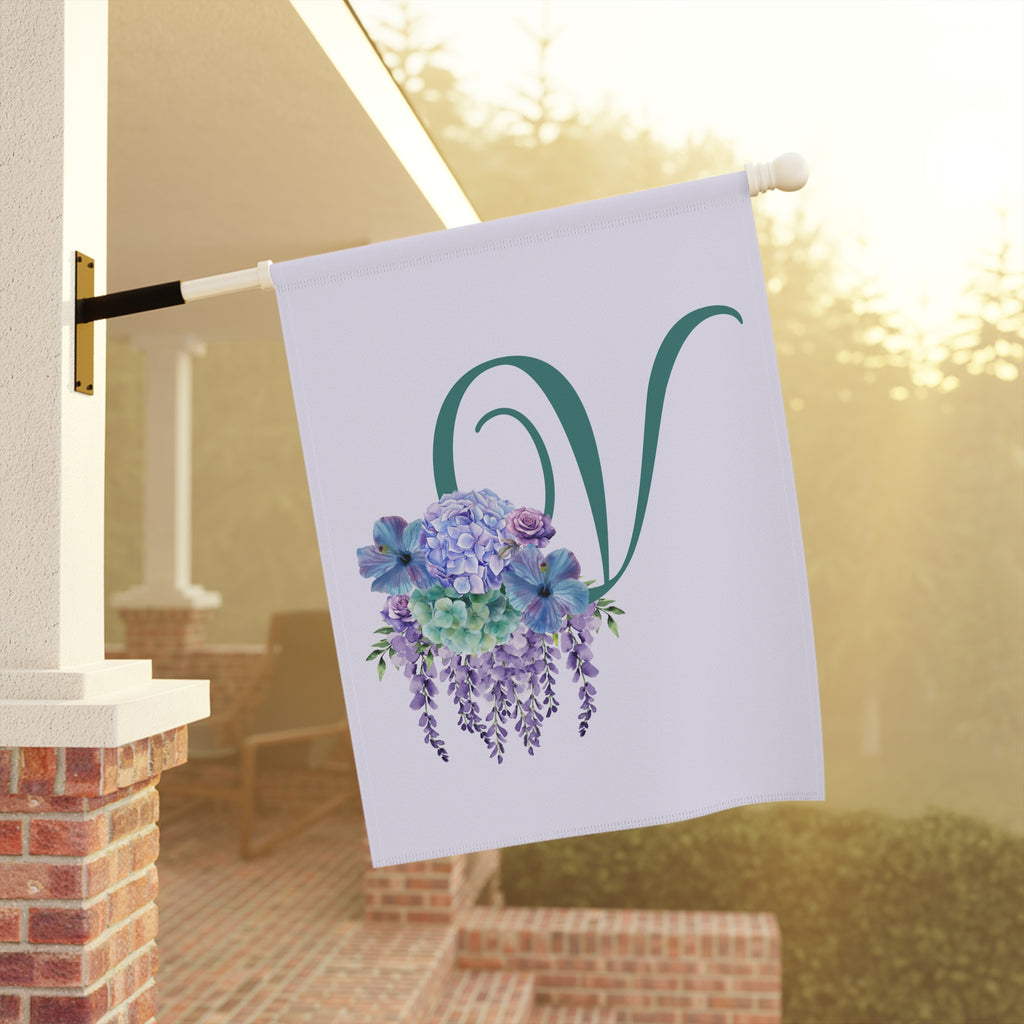 Home & Garden Banner | 'V' Monogram Lavender Petals Flag
