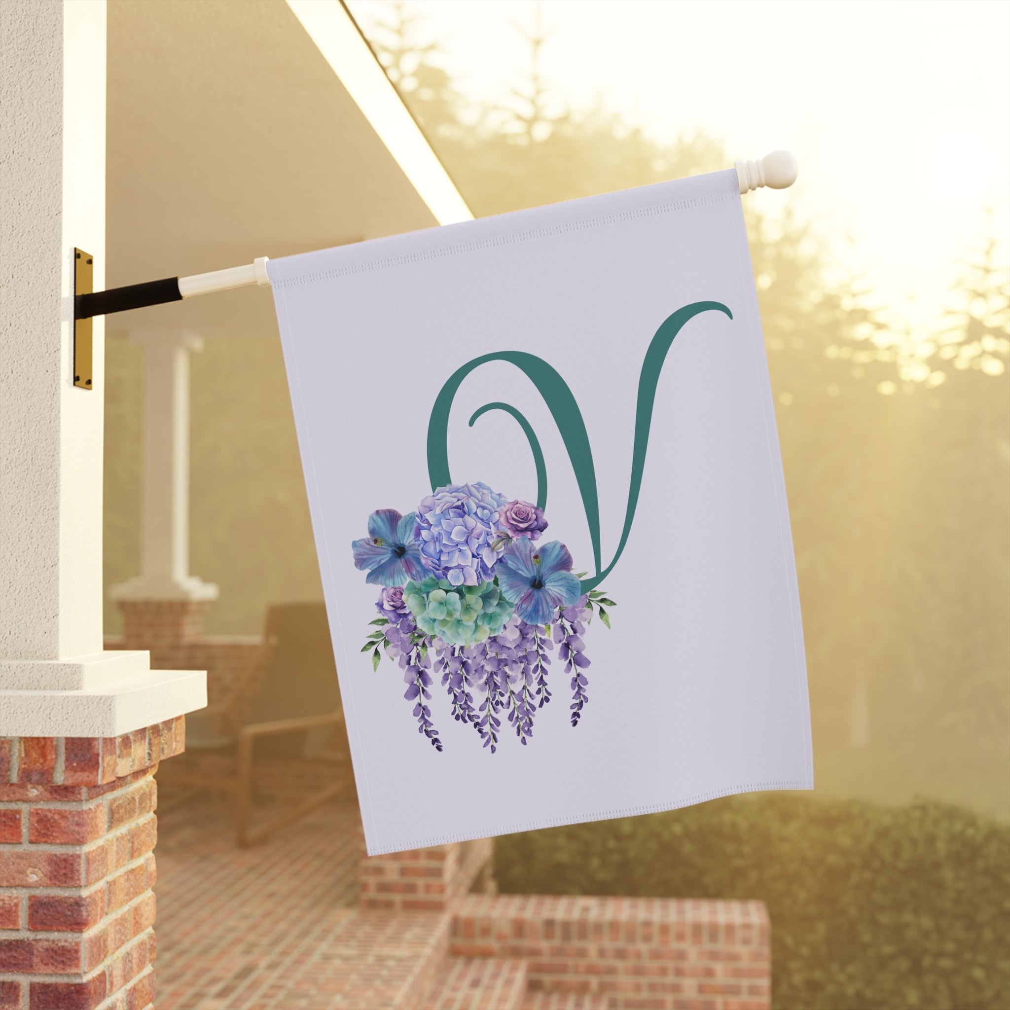Home & Garden Banner | 'V' Monogram Lavender Petals Flag