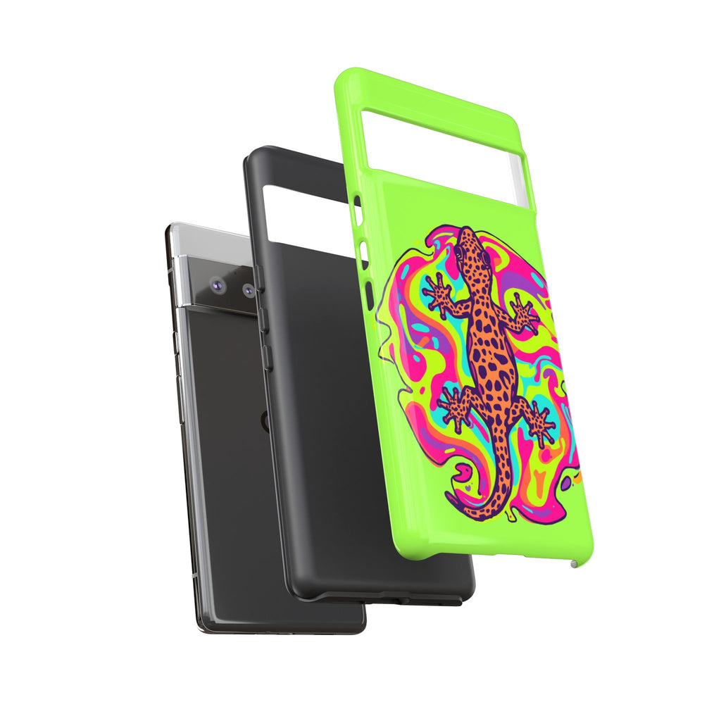 Phone Cases | Neon Leopard Gecko Swirl Phone Case