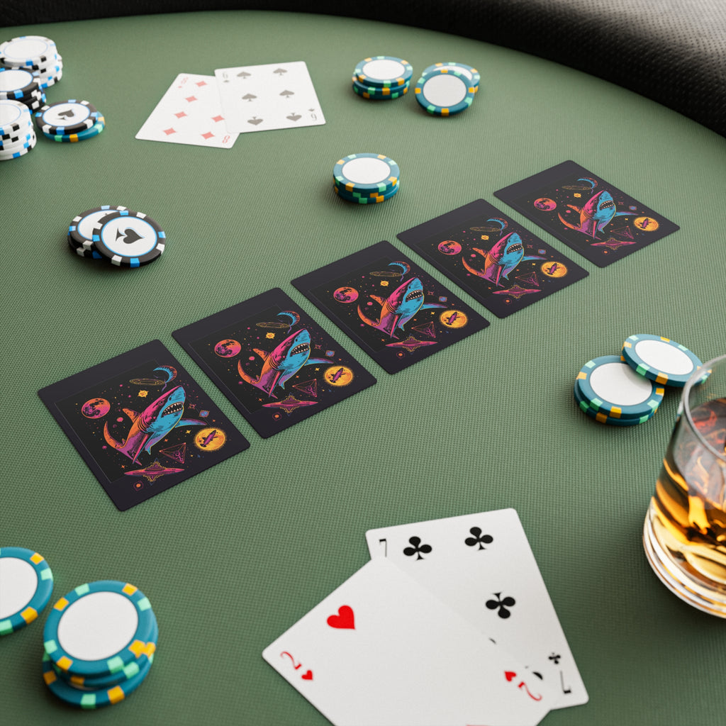 Playing Cards | Customizable Colorful Psychedelic Sharks in Space Card Deck