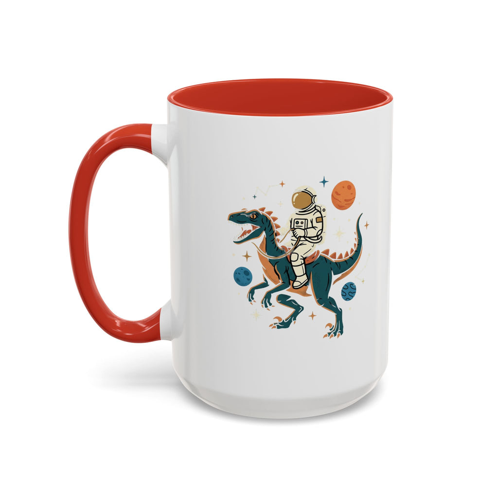 Coffee Mug | Astronaut Riding Velociraptor Accent Mug