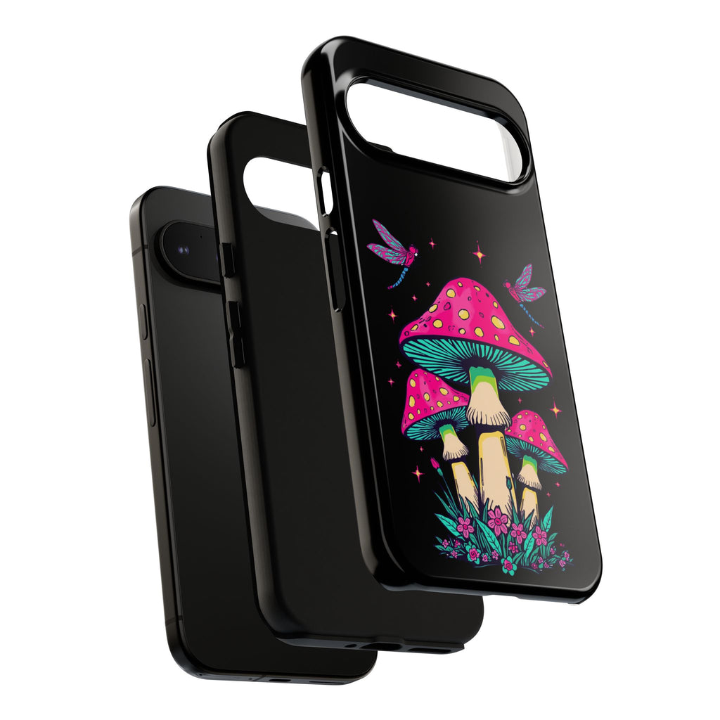 Phone Cases | Colorful Mushroom and Dragonfly Print Tough Case