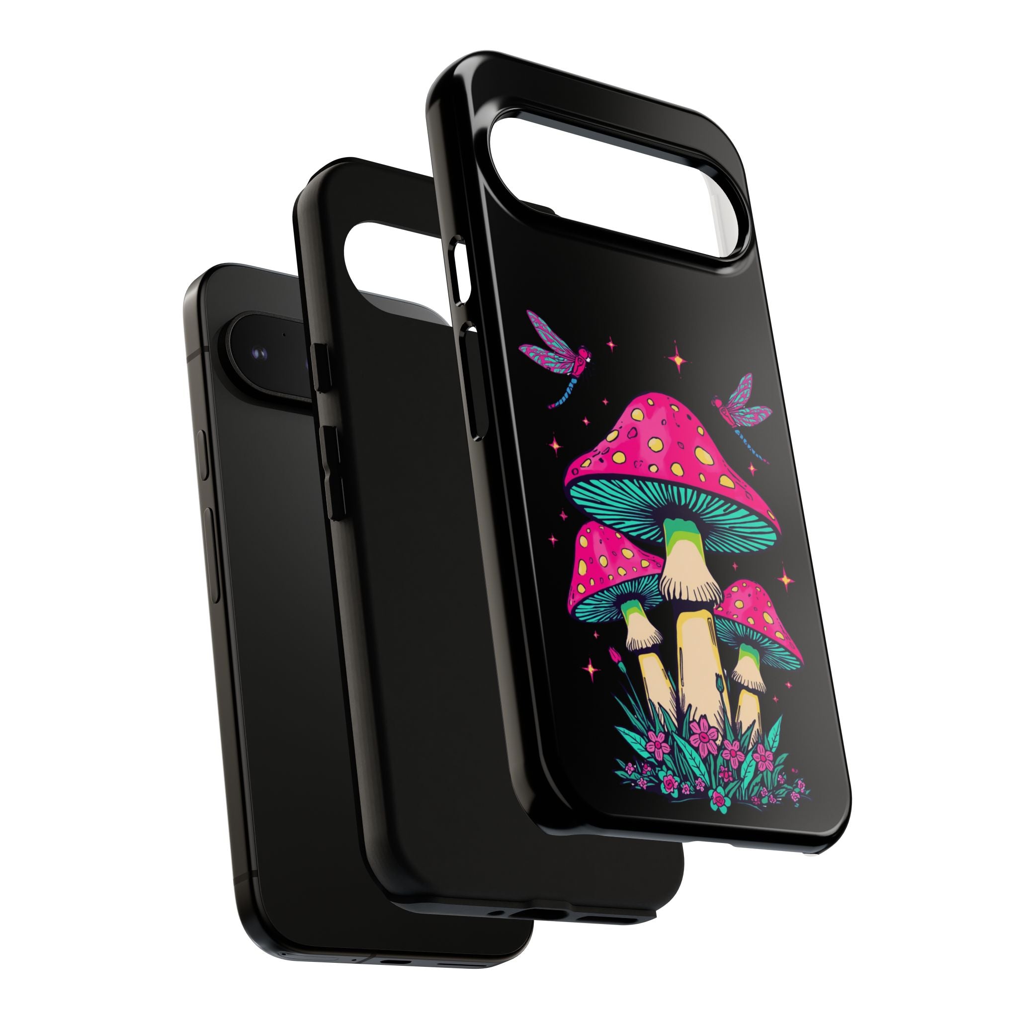 Phone Cases | Colorful Mushroom and Dragonfly Print Tough Case