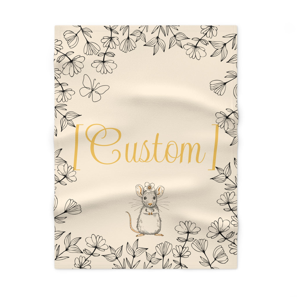 Baby Blanket | Custom Name Floral Mouse Soft Motif Fleece Blanket