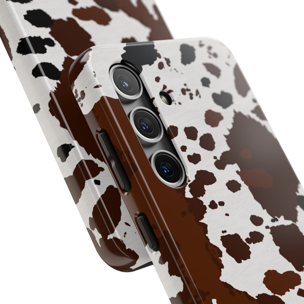 Phone Case | Brown & White Cowhide Pattern Tough Protective Cover