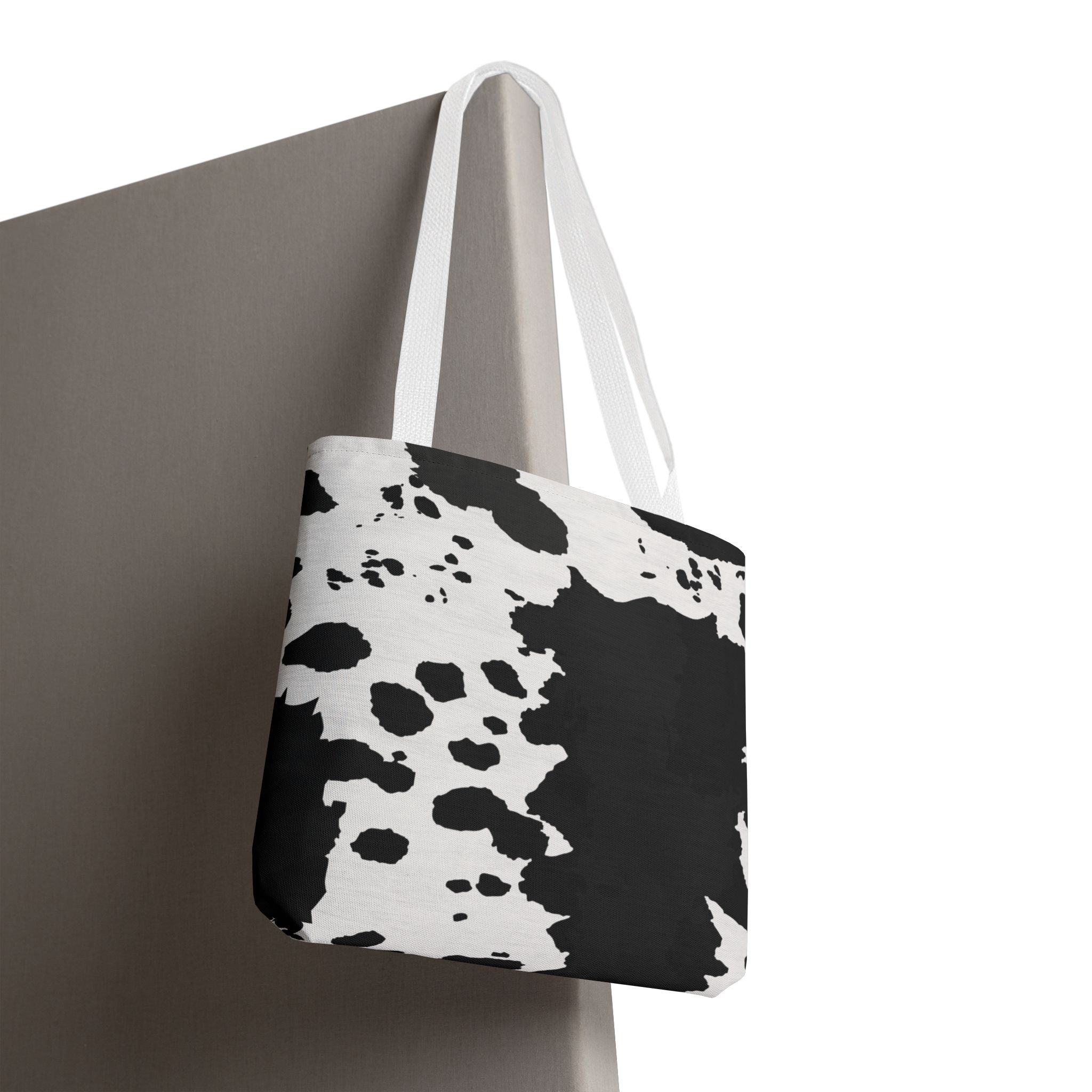 Tote Bag | Black & White Cow Print Patterned Shoulder Tote