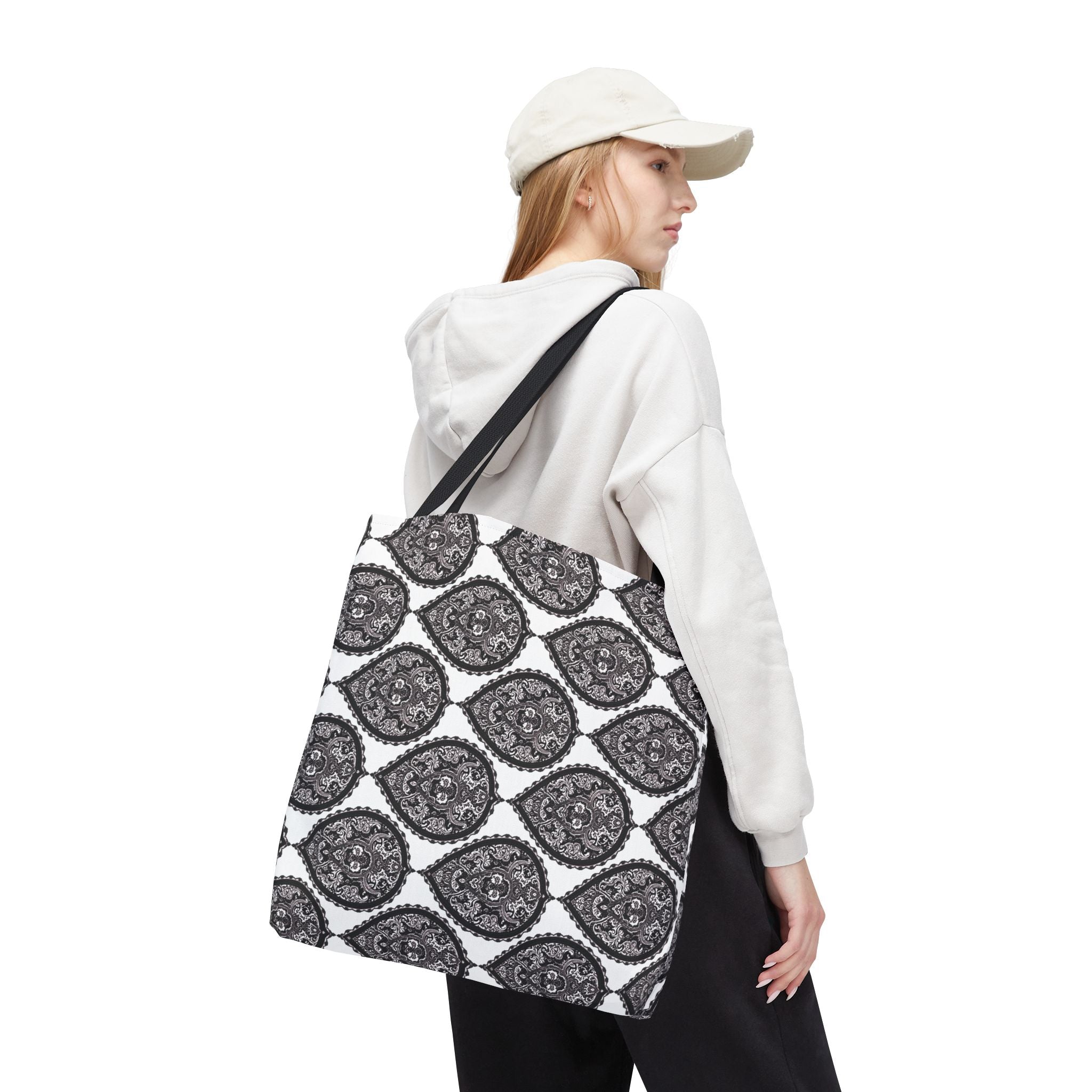Tote Bag | Black & White Paisley Pattern