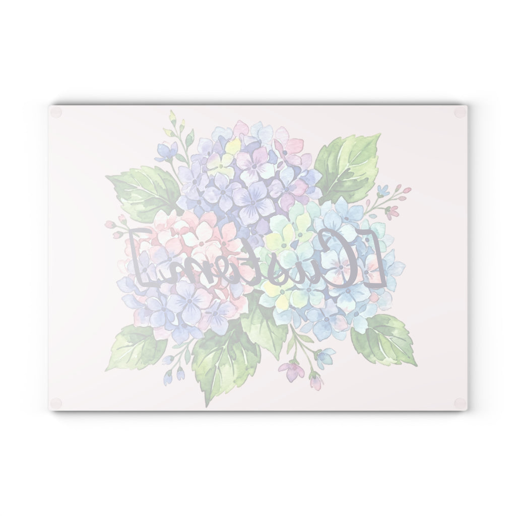 Glass Cutting Board | Customizable Pastel Hydrangeas Kitchen Decor