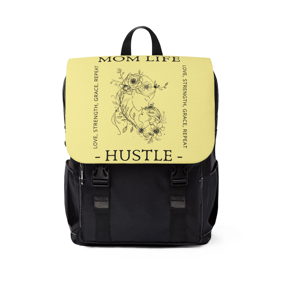 Bright Yellow Floral Mom Life Hustle Backpack