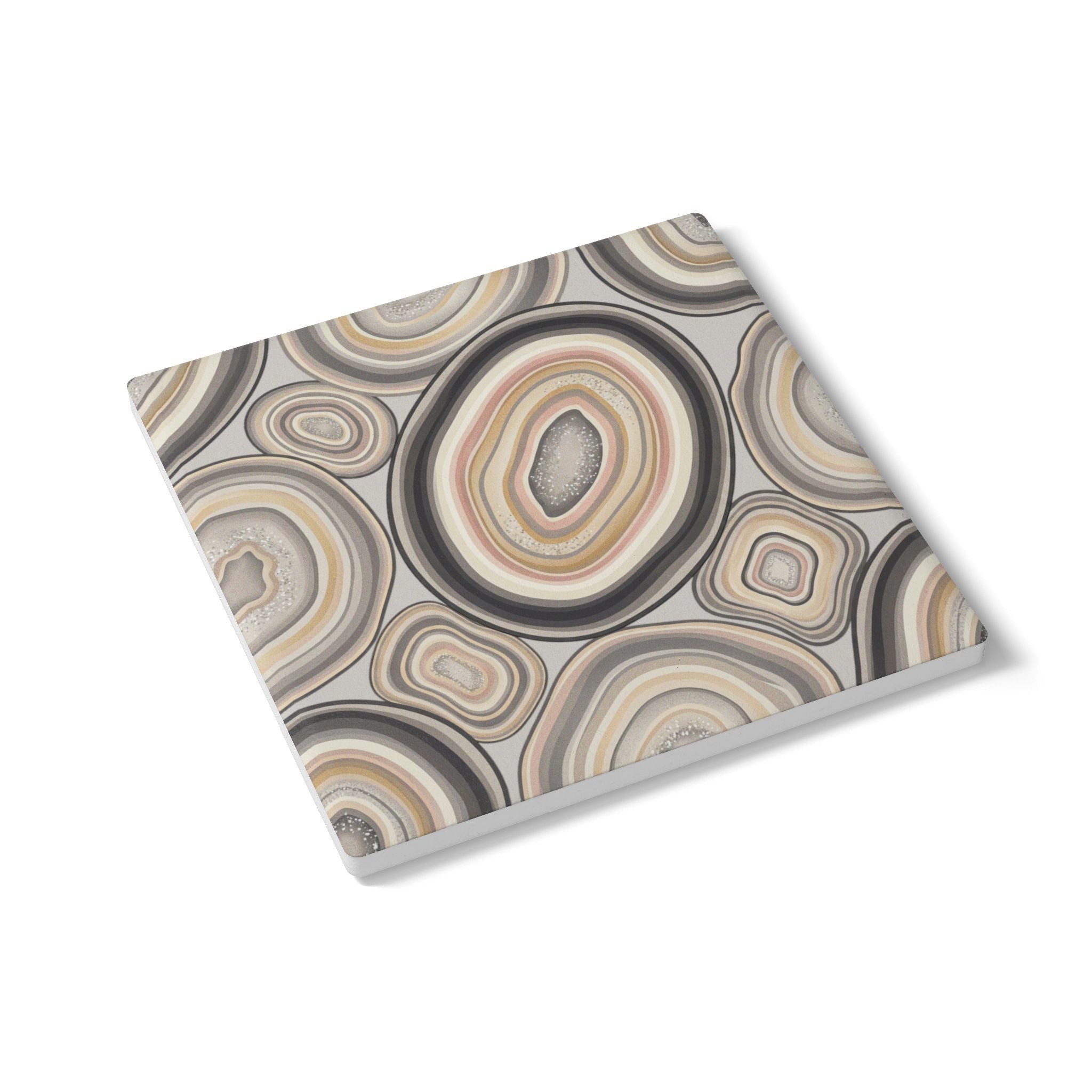 Ceramic Coasters | Neutral Earth Tone Agate Slices Stone Pattern