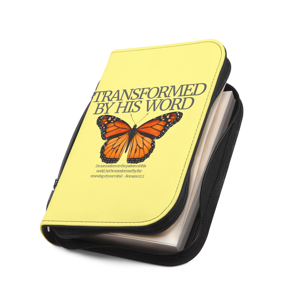 Bible Cover | Scripture 'Transformed By His Word' Butterfly Zippered Case