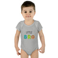 Baby Bodysuit | 'Little Bro' Sibling Infant Onesie with Colorful Dino Letters