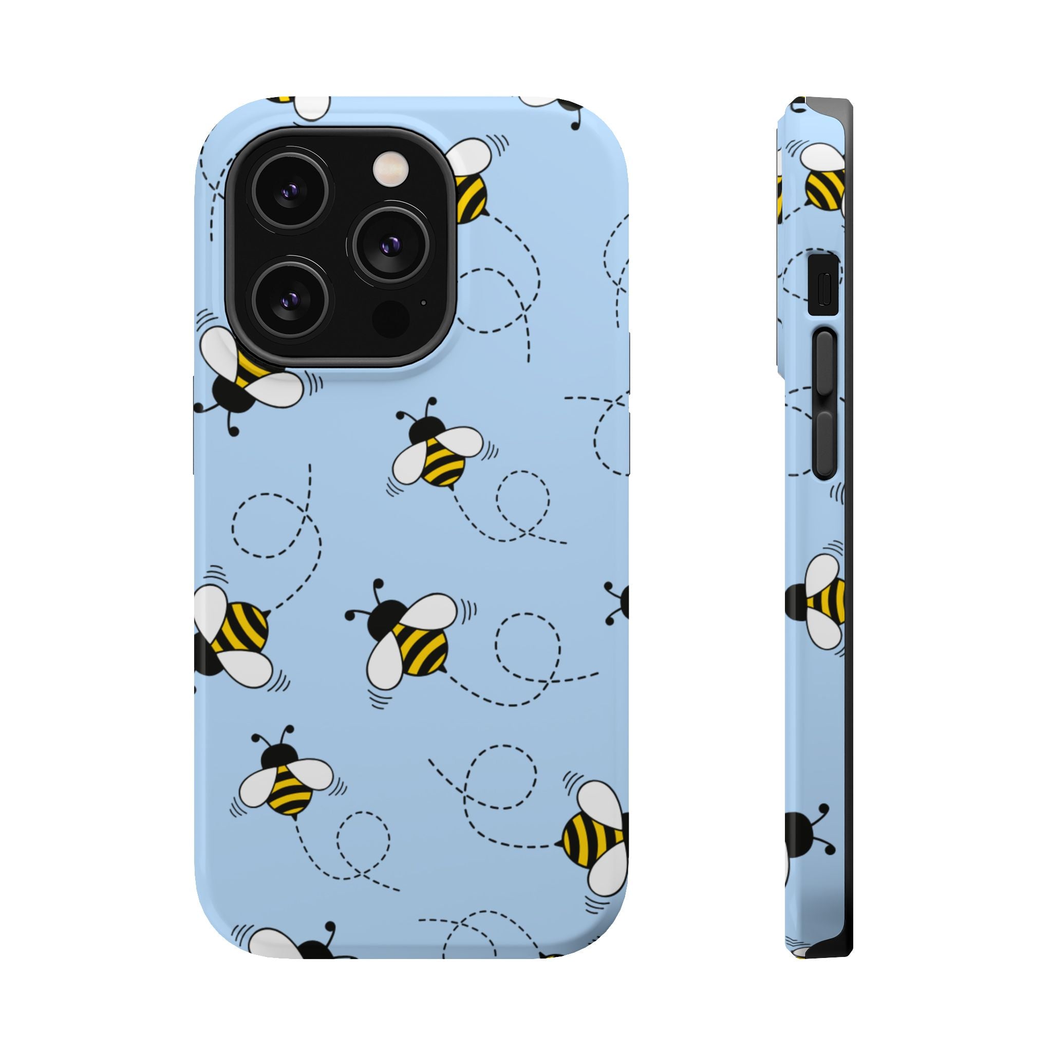 Phone Case | Sky Blue Bee Pattern Magnetic Impact-Resistant Phone Case