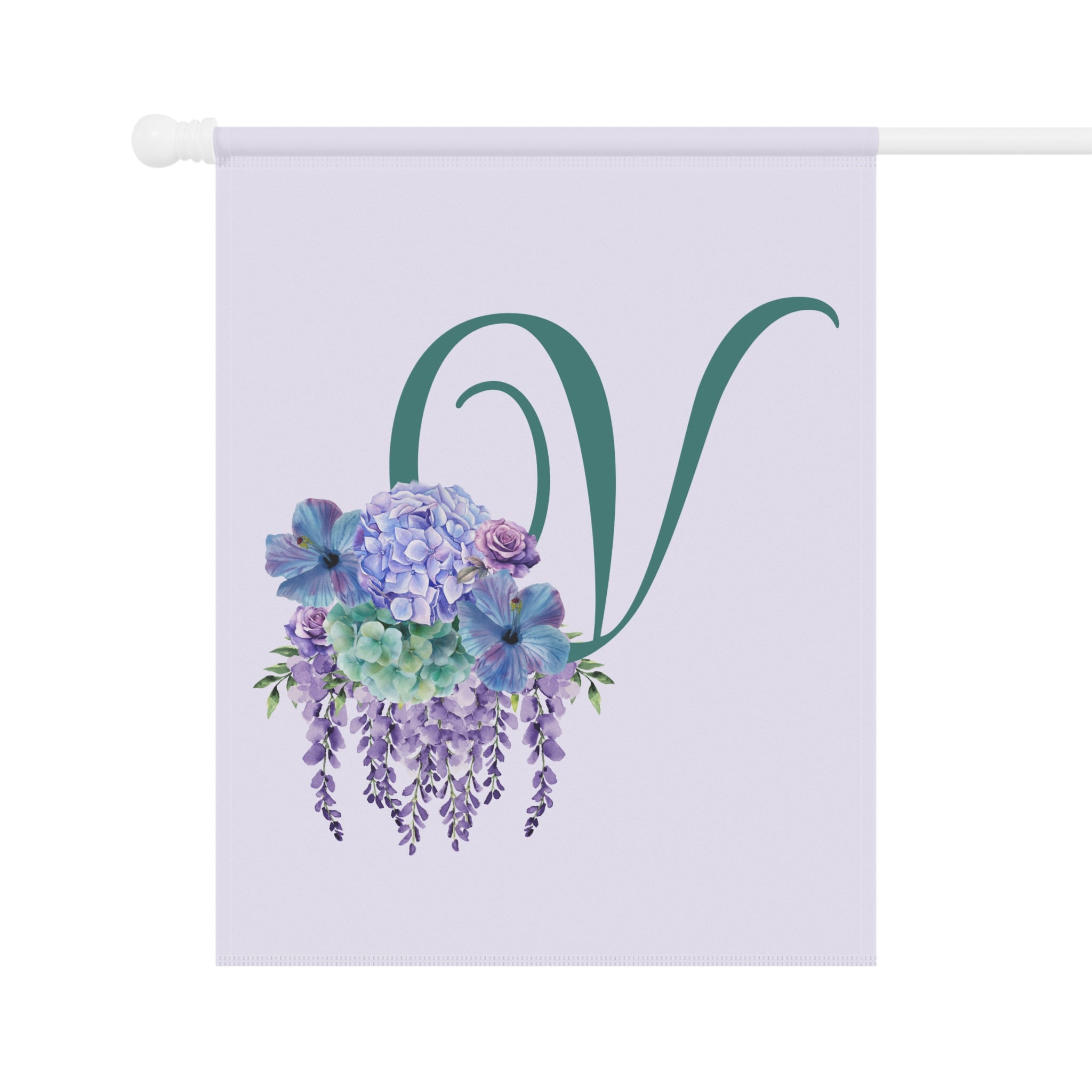 Home & Garden Banner | 'V' Monogram Lavender Petals Flag