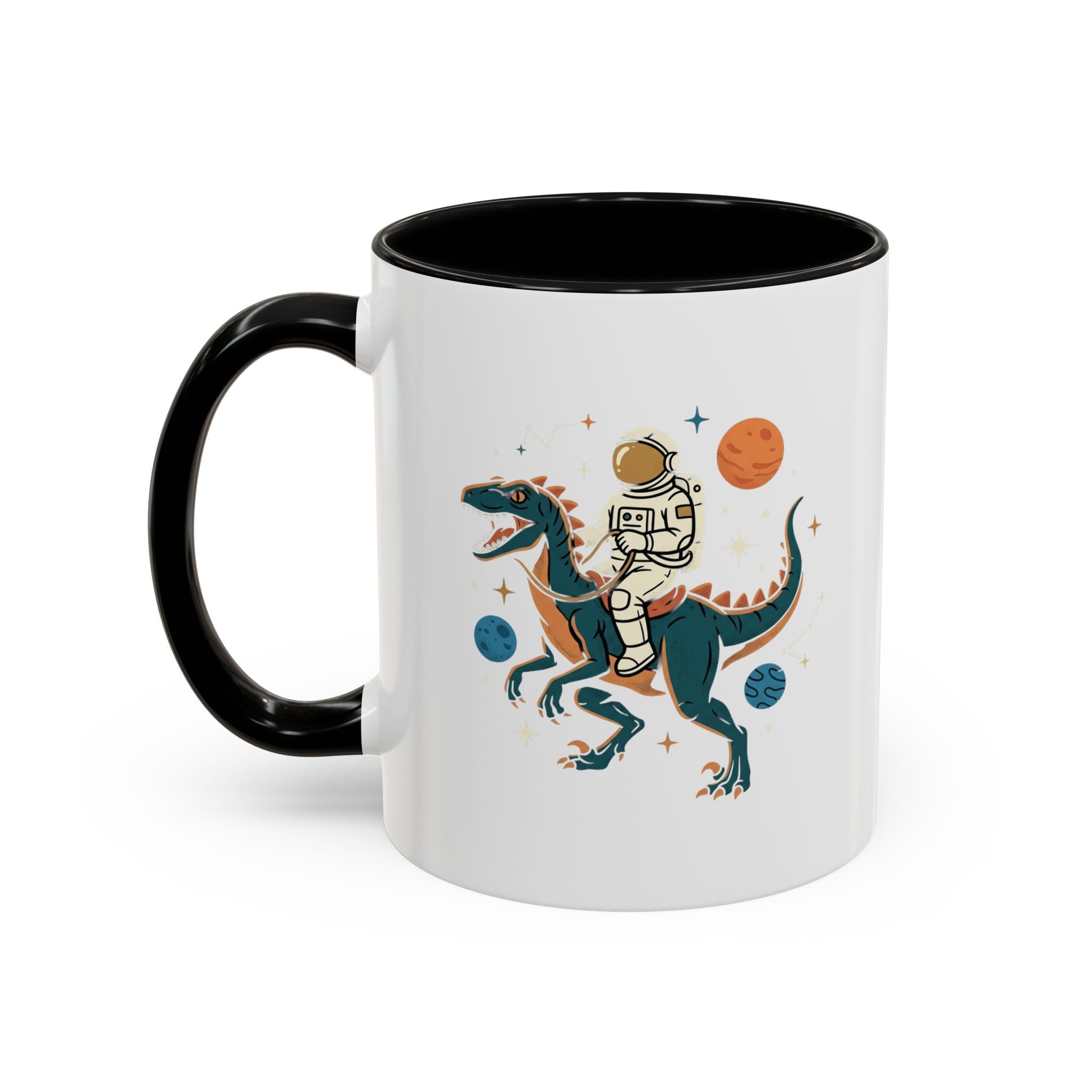 Coffee Mug | Astronaut Riding Velociraptor Accent Mug