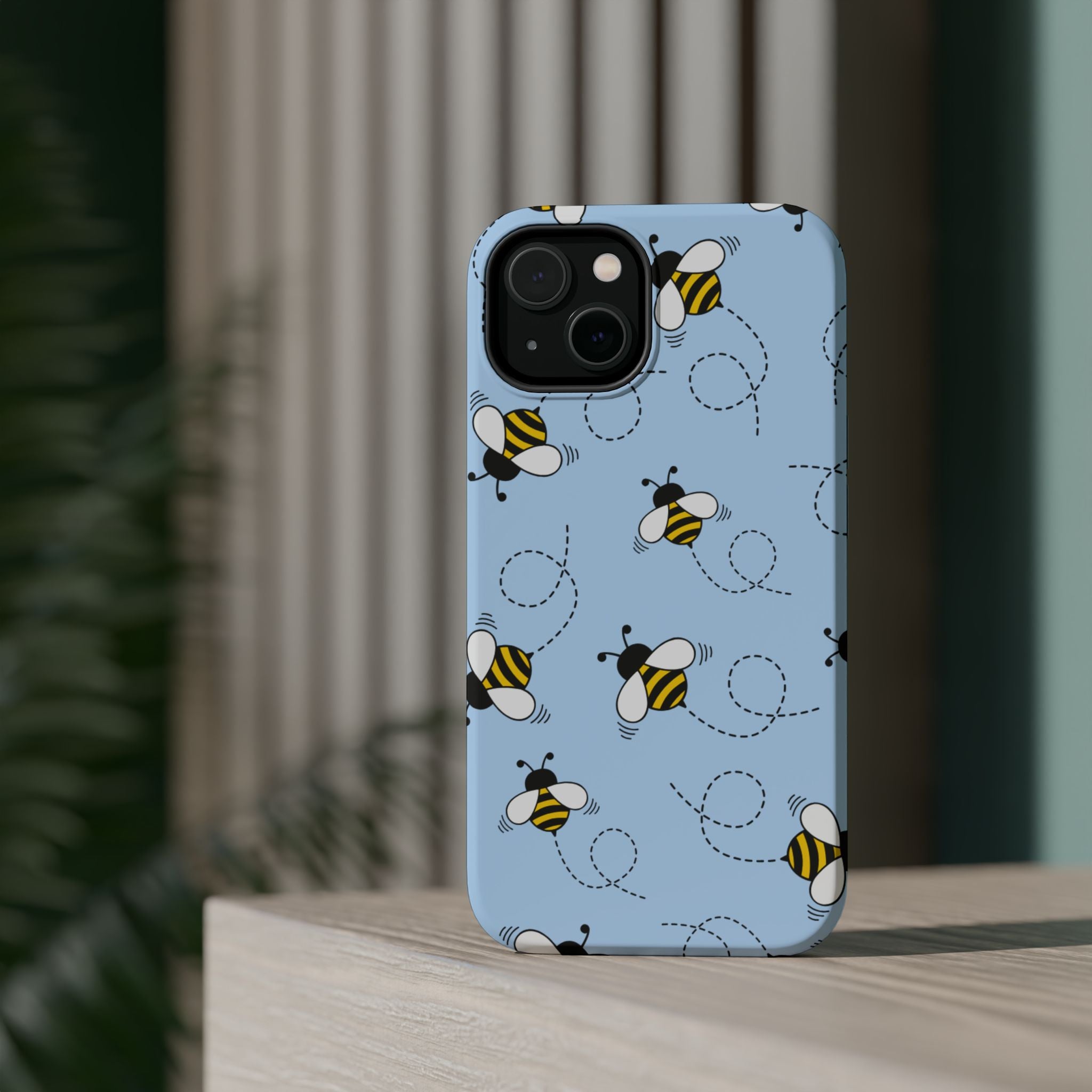 Phone Case | Sky Blue Bee Pattern Magnetic Impact-Resistant Phone Case