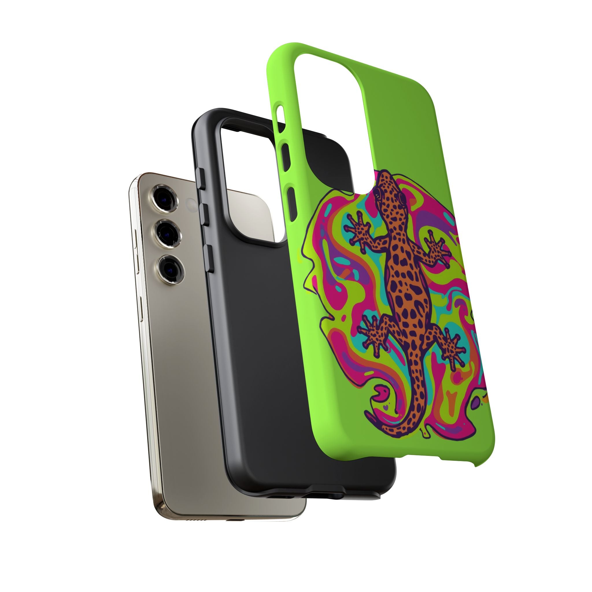Phone Cases | Neon Leopard Gecko Swirl Phone Case