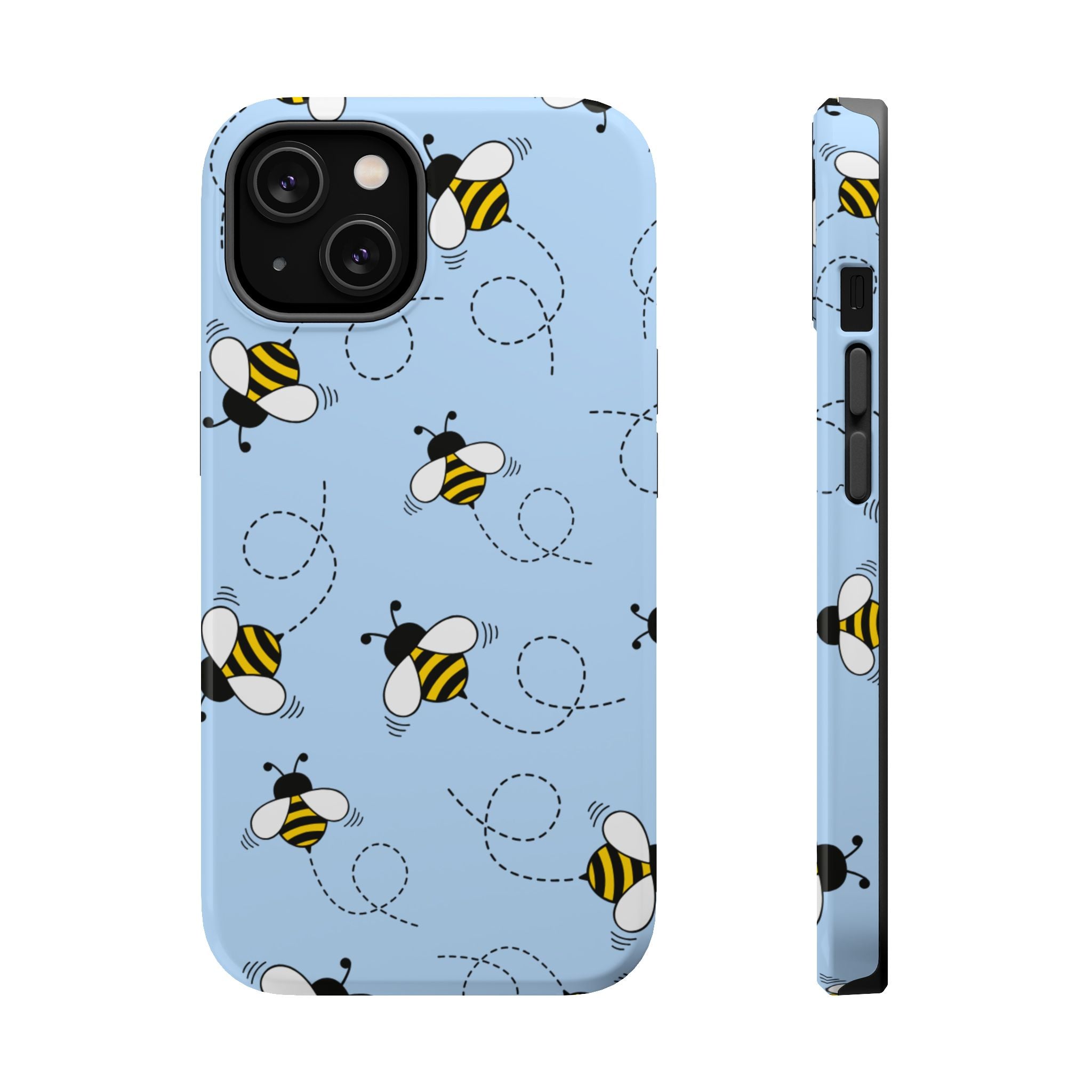 Phone Case | Sky Blue Bee Pattern Magnetic Impact-Resistant Phone Case