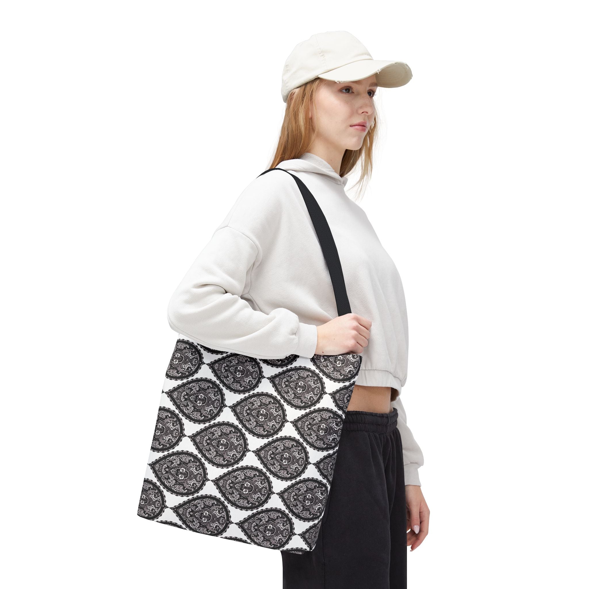 Tote Bag | Black & White Paisley Pattern