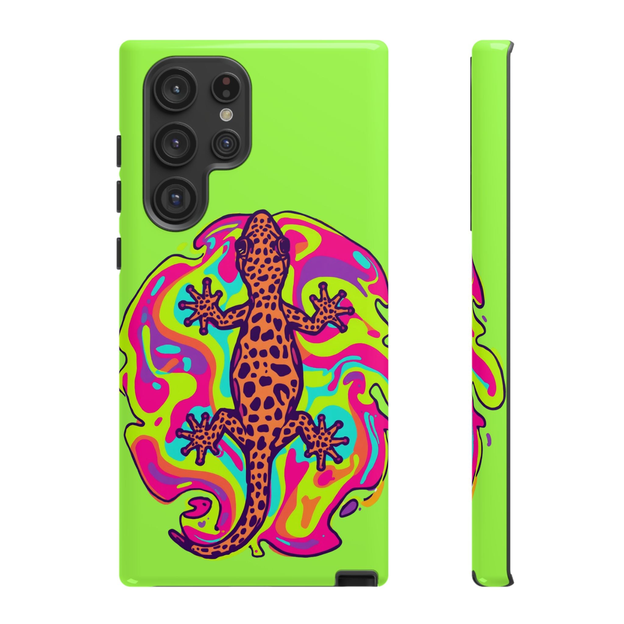 Phone Cases | Neon Leopard Gecko Swirl Phone Case