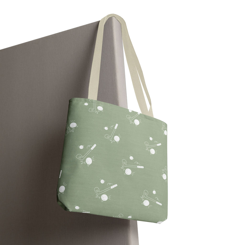 Tote Bag | Sage Green and Golf Pattern Shoulder Bag