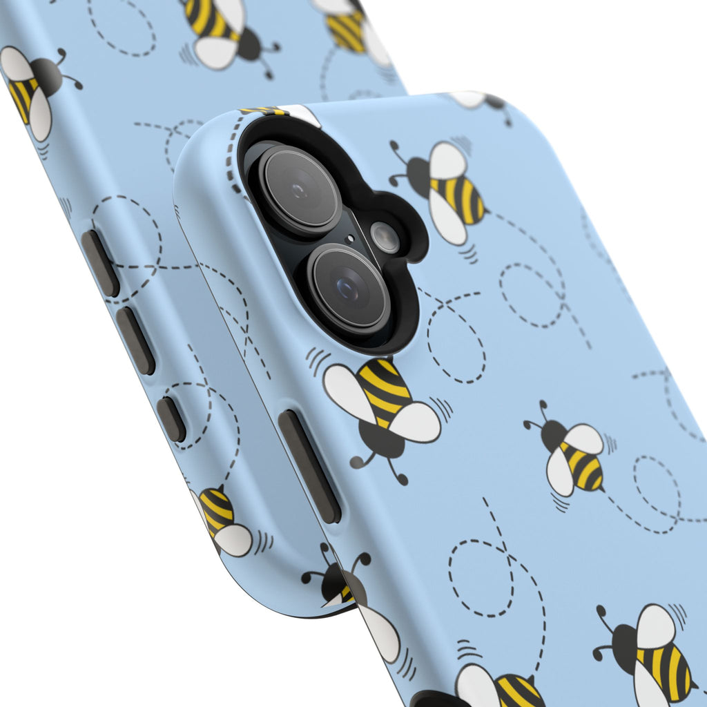 Phone Case | Sky Blue Bee Pattern Magnetic Impact-Resistant Phone Case