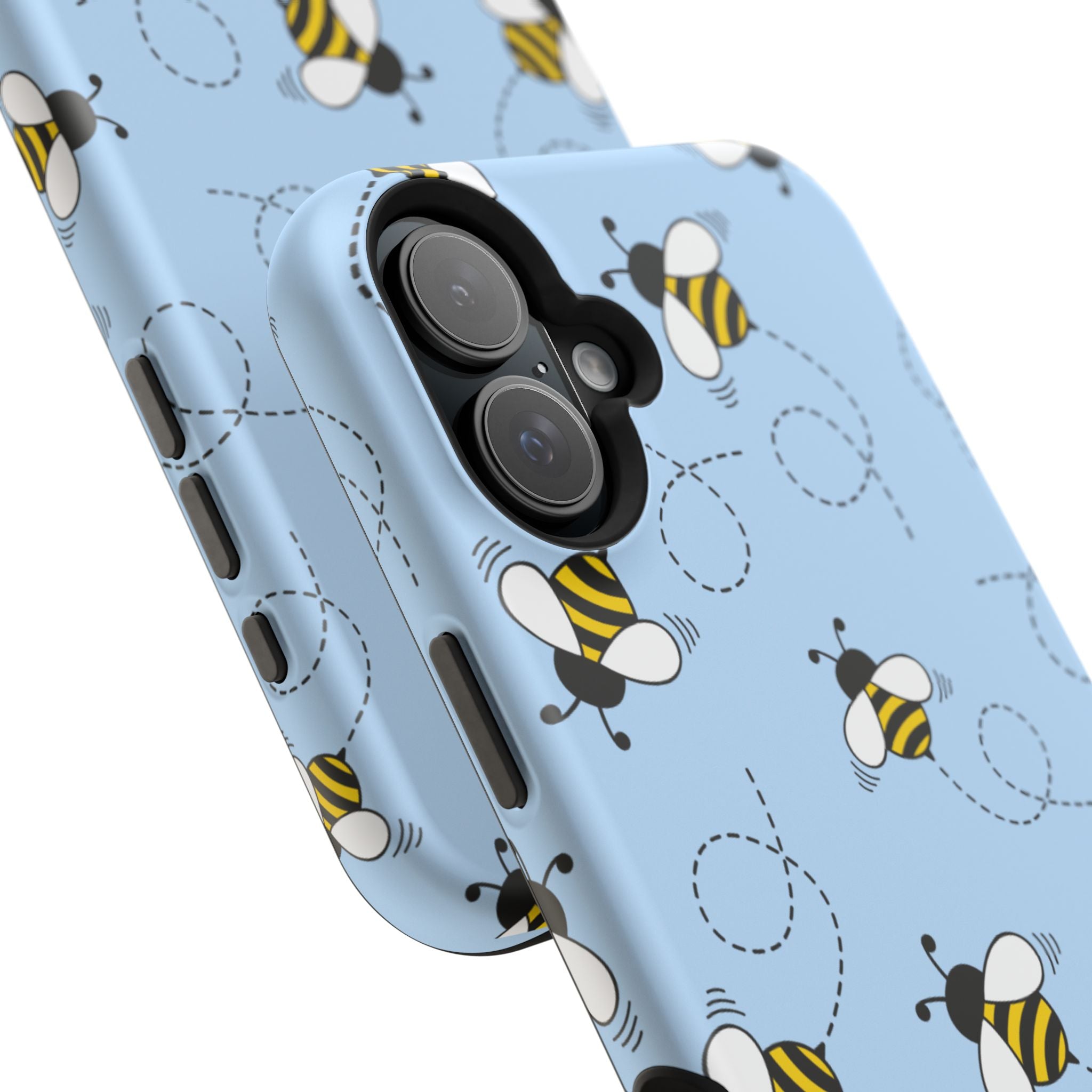 Phone Case | Sky Blue Bee Pattern Magnetic Impact-Resistant Phone Case