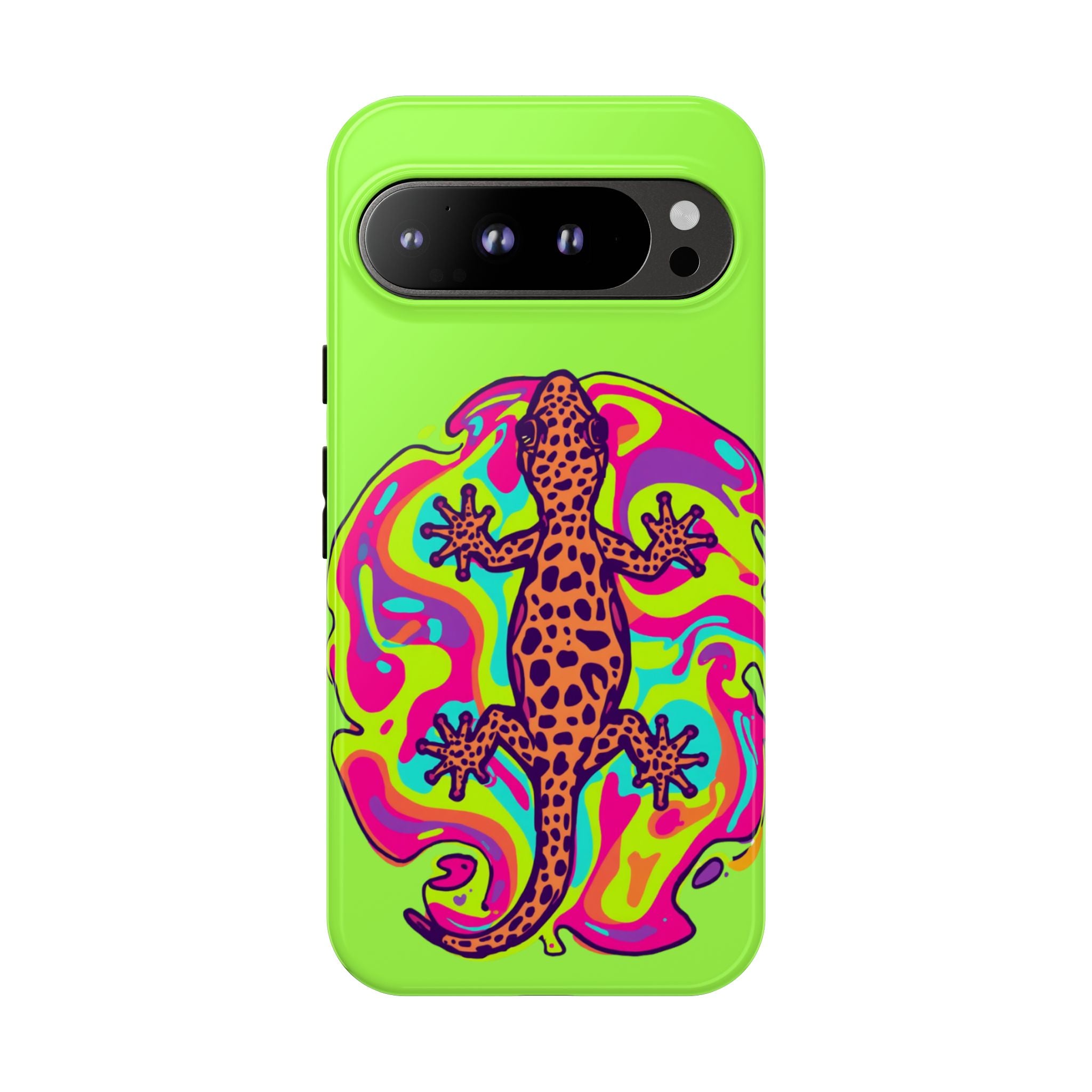 Phone Cases | Neon Leopard Gecko Swirl Phone Case