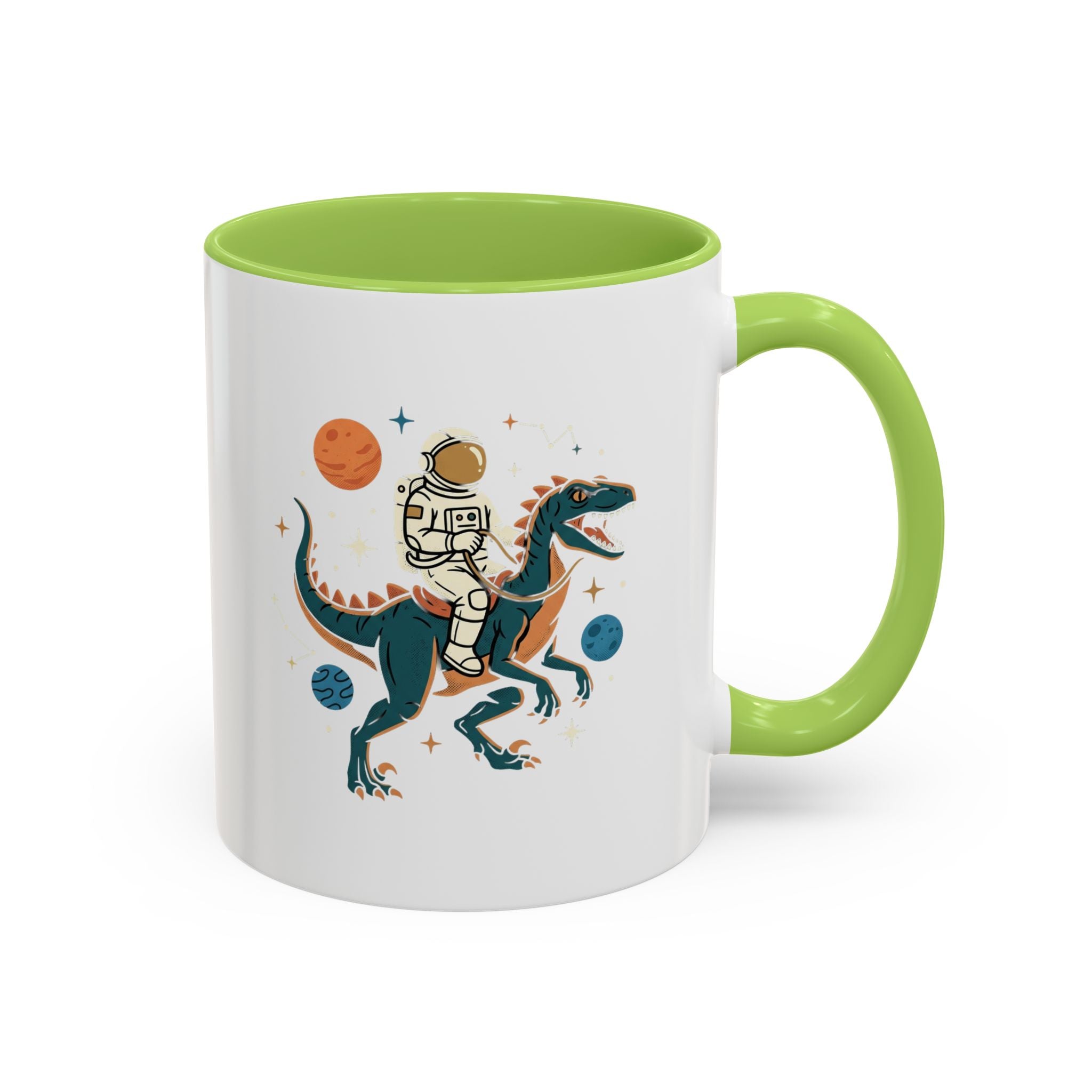 Coffee Mug | Astronaut Riding Velociraptor Accent Mug