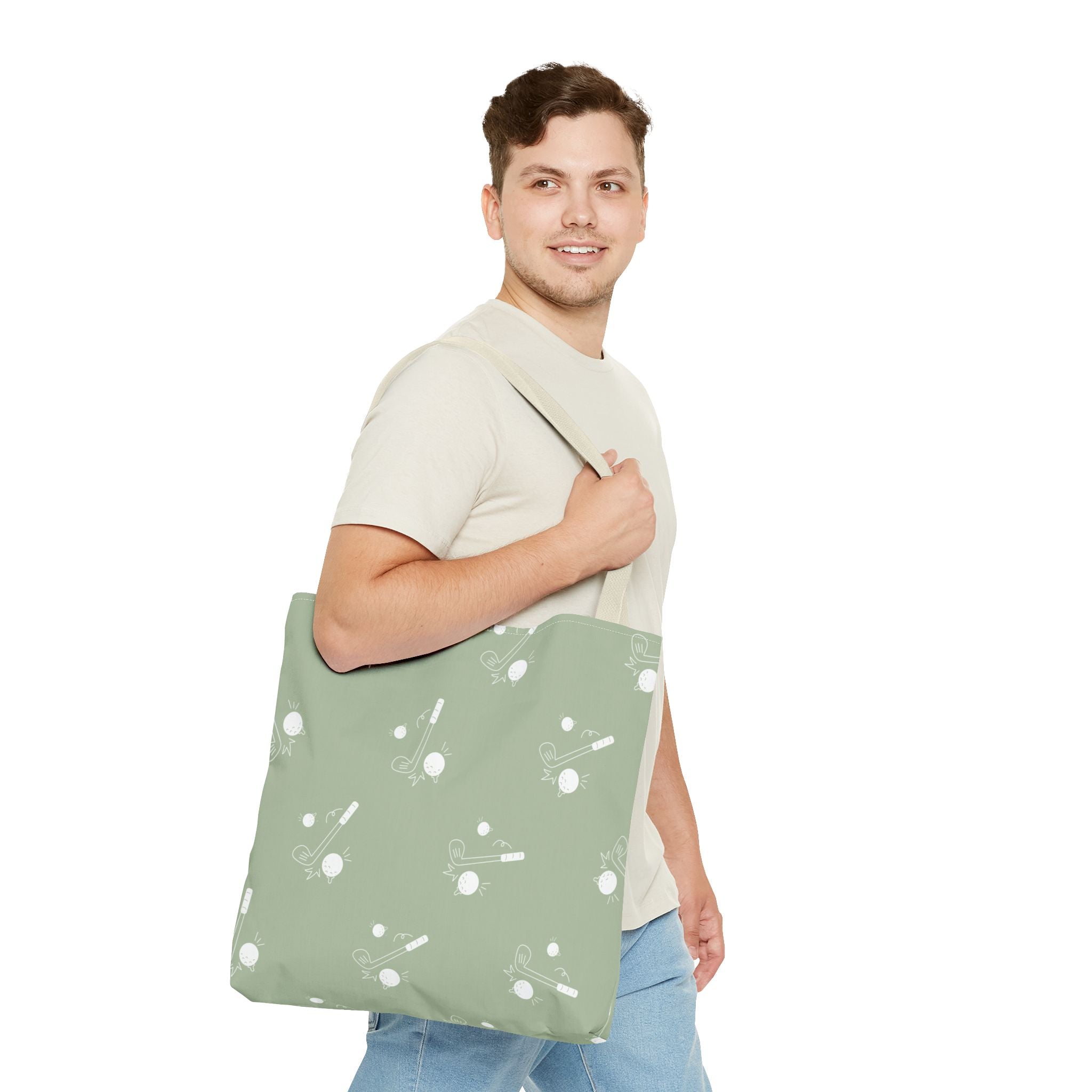 Tote Bag | Sage Green and Golf Pattern Shoulder Bag
