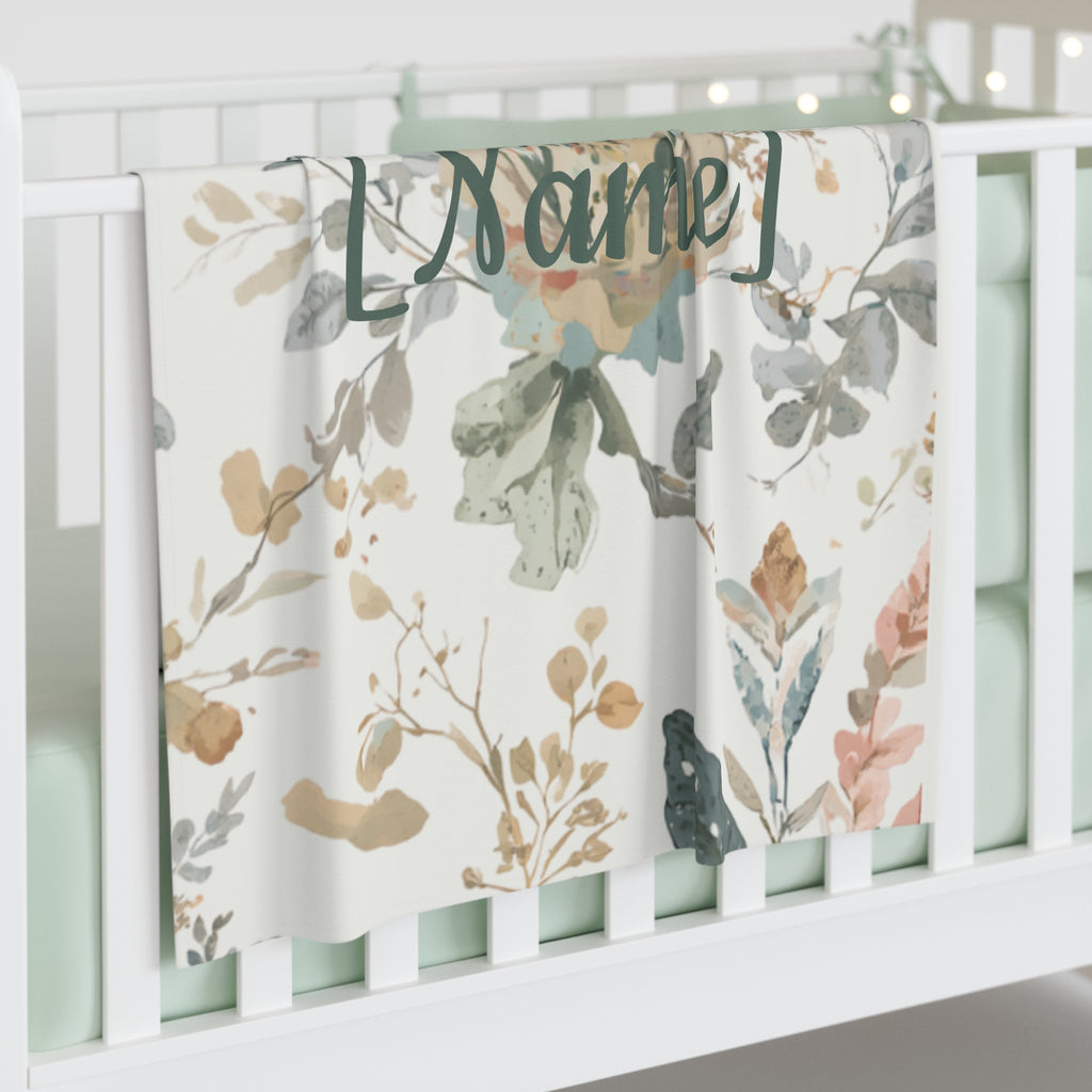 Baby Swaddle Blanket | Personalized Name Neutral Watercolor Floral