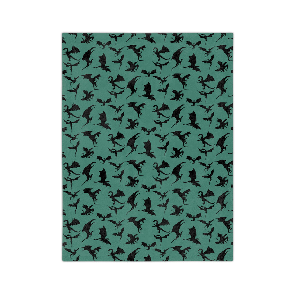 Deep Evergreen Dragons Velveteen Microfiber Throw