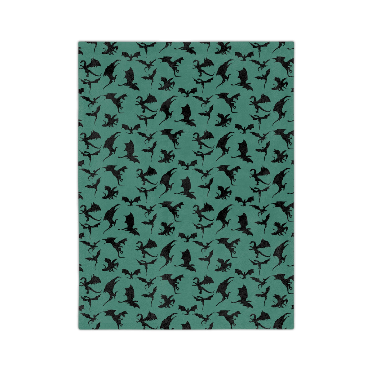 Deep Evergreen Dragons Velveteen Microfiber Throw