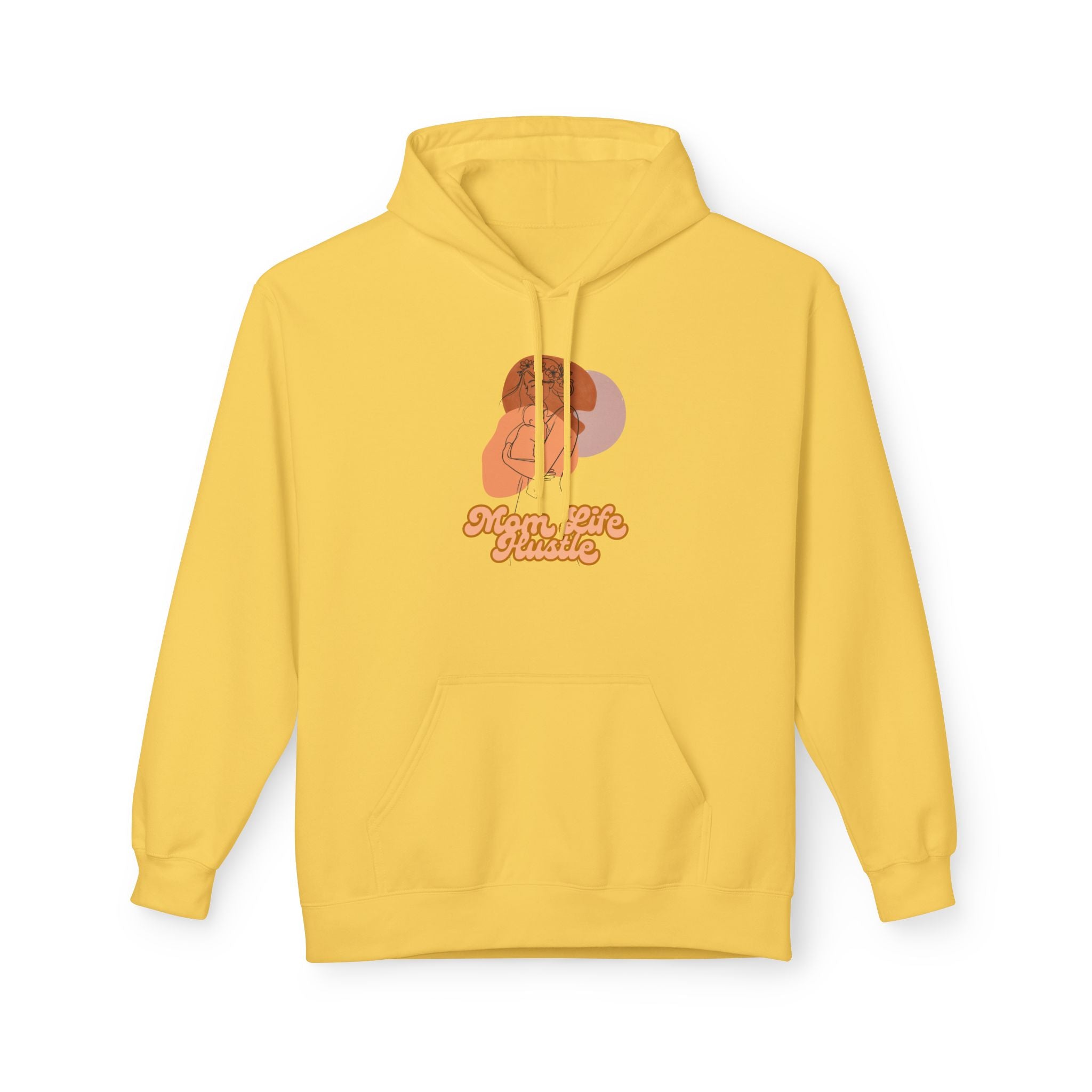 'Mom Life Hustle' Retro Hoodie | Delicate Line Illustration of a Mother & Baby