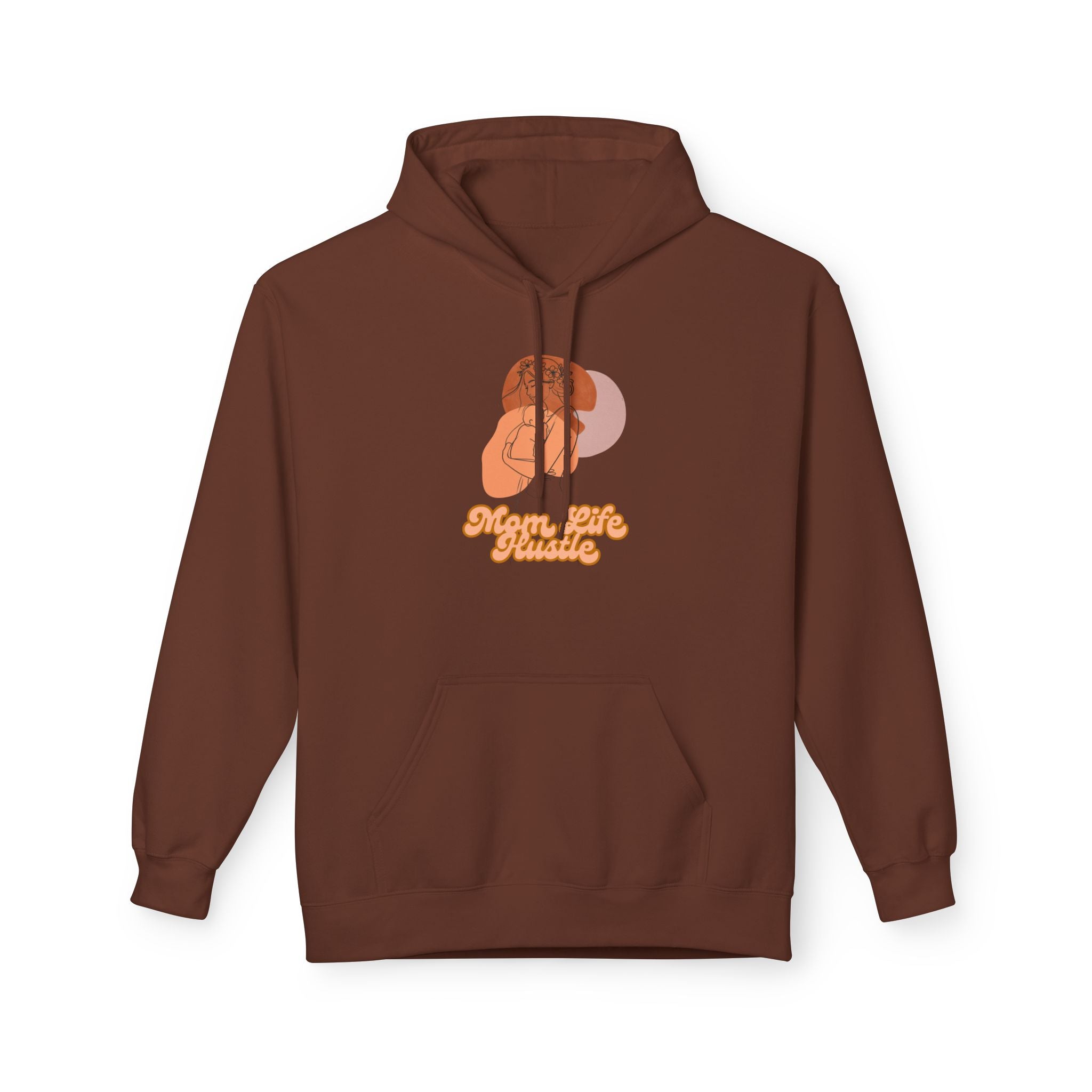 'Mom Life Hustle' Retro Hoodie | Delicate Line Illustration of a Mother & Baby